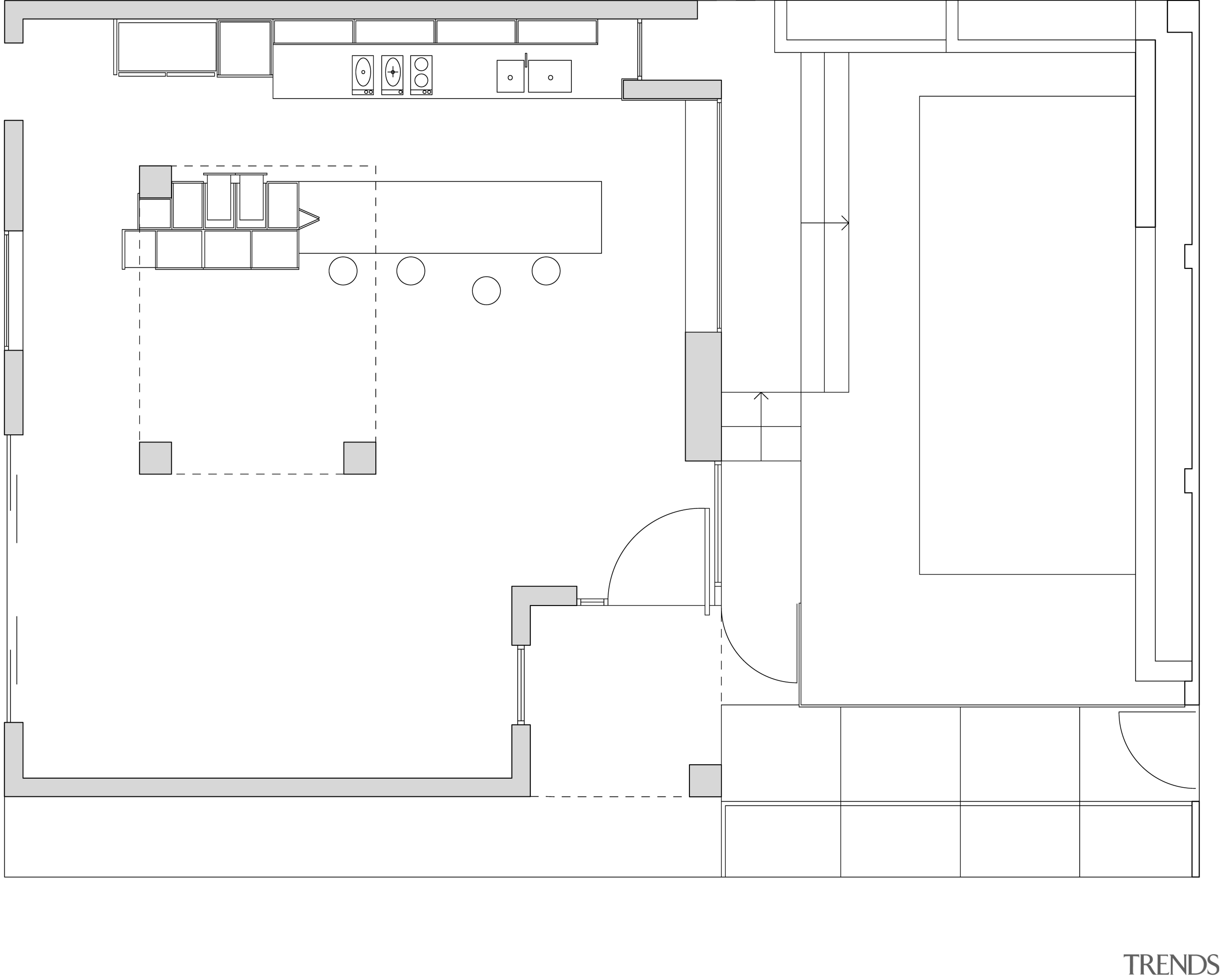 Architectural view of this modern kitchen - Architectural angle, architecture, area, black and white, design, diagram, drawing, floor plan, font, line, plan, product, product design, structure, text, white, white