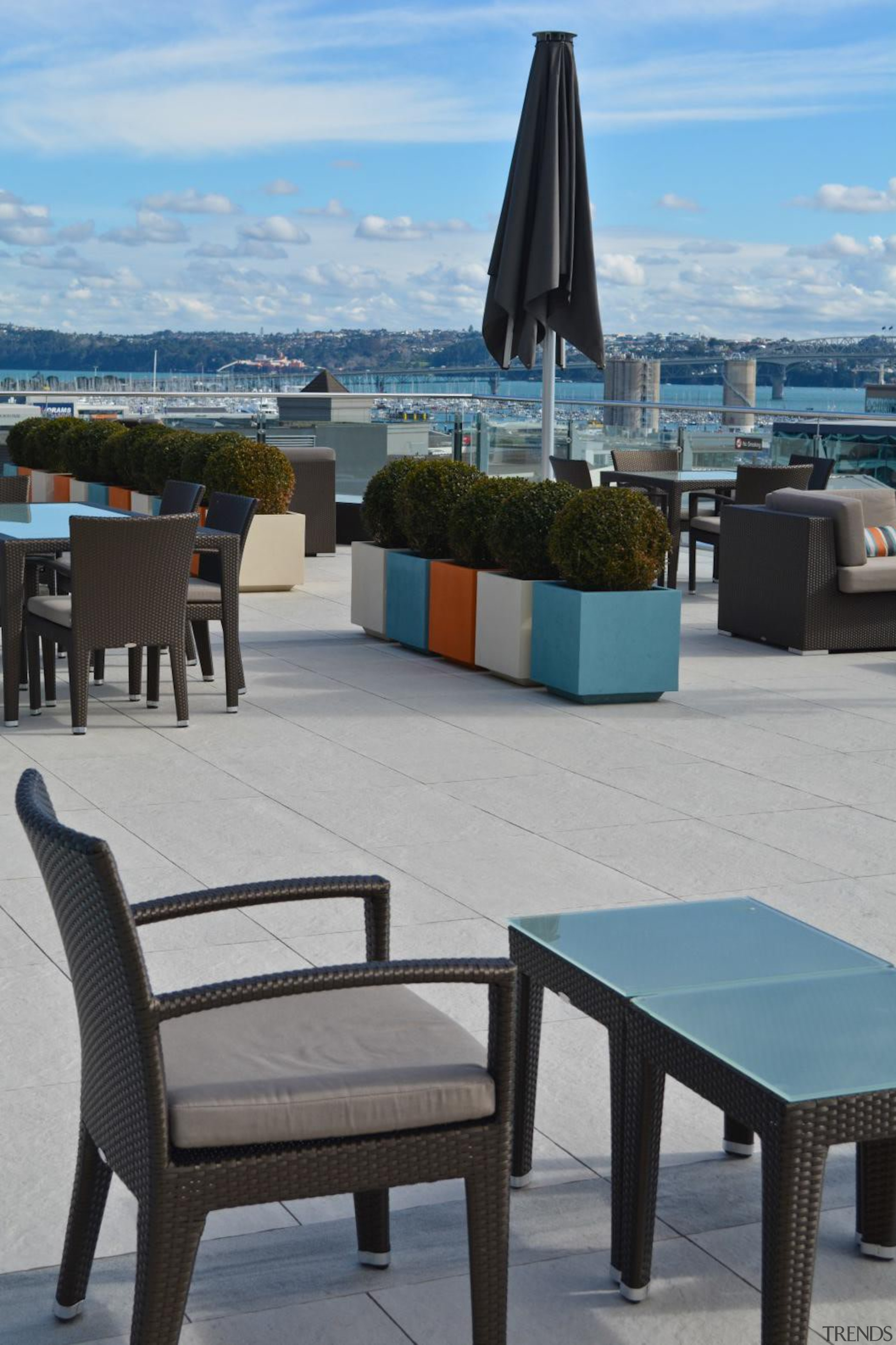 RAK Stone series outdoor tiles here in 600x900x20mm chair, furniture, outdoor furniture, sunlounger, table, gray