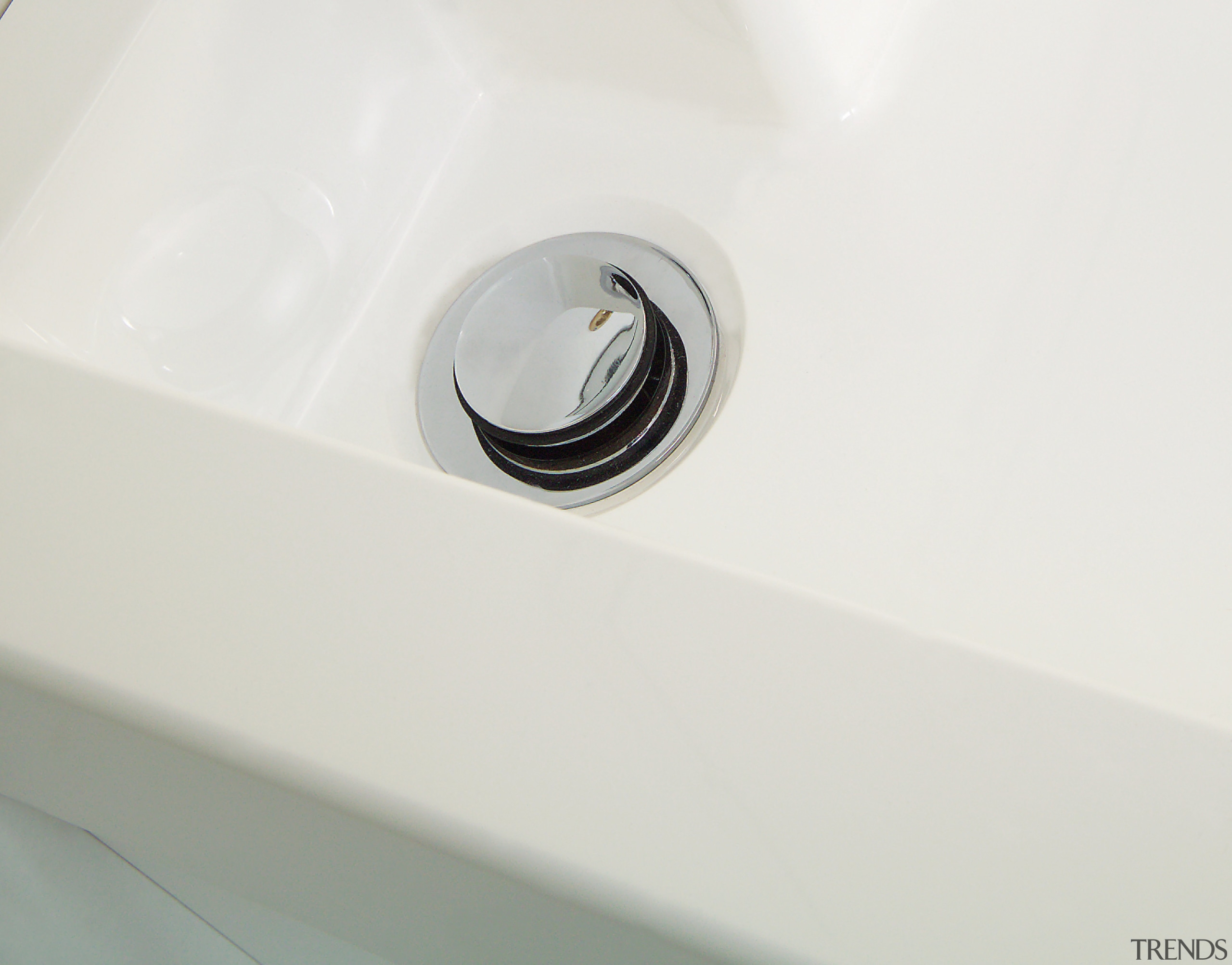 A view of a plug. - A view bathroom sink, plumbing fixture, product design, tap, white