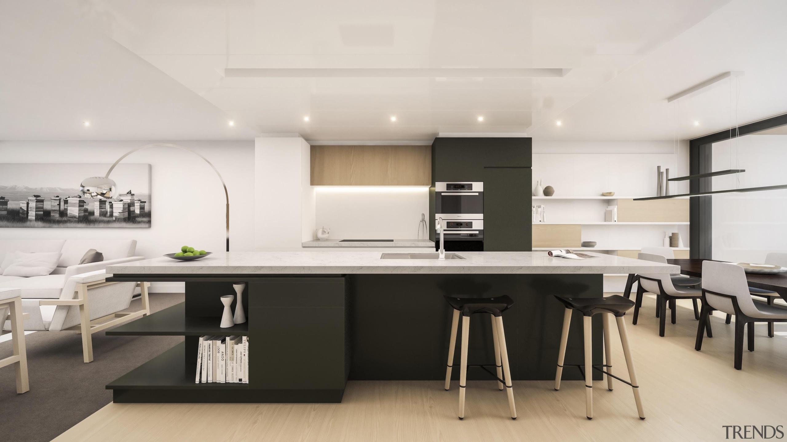 132 Halsey is a centrepiece of Wynyard Quarter, countertop, interior design, kitchen, office, product design, table, white