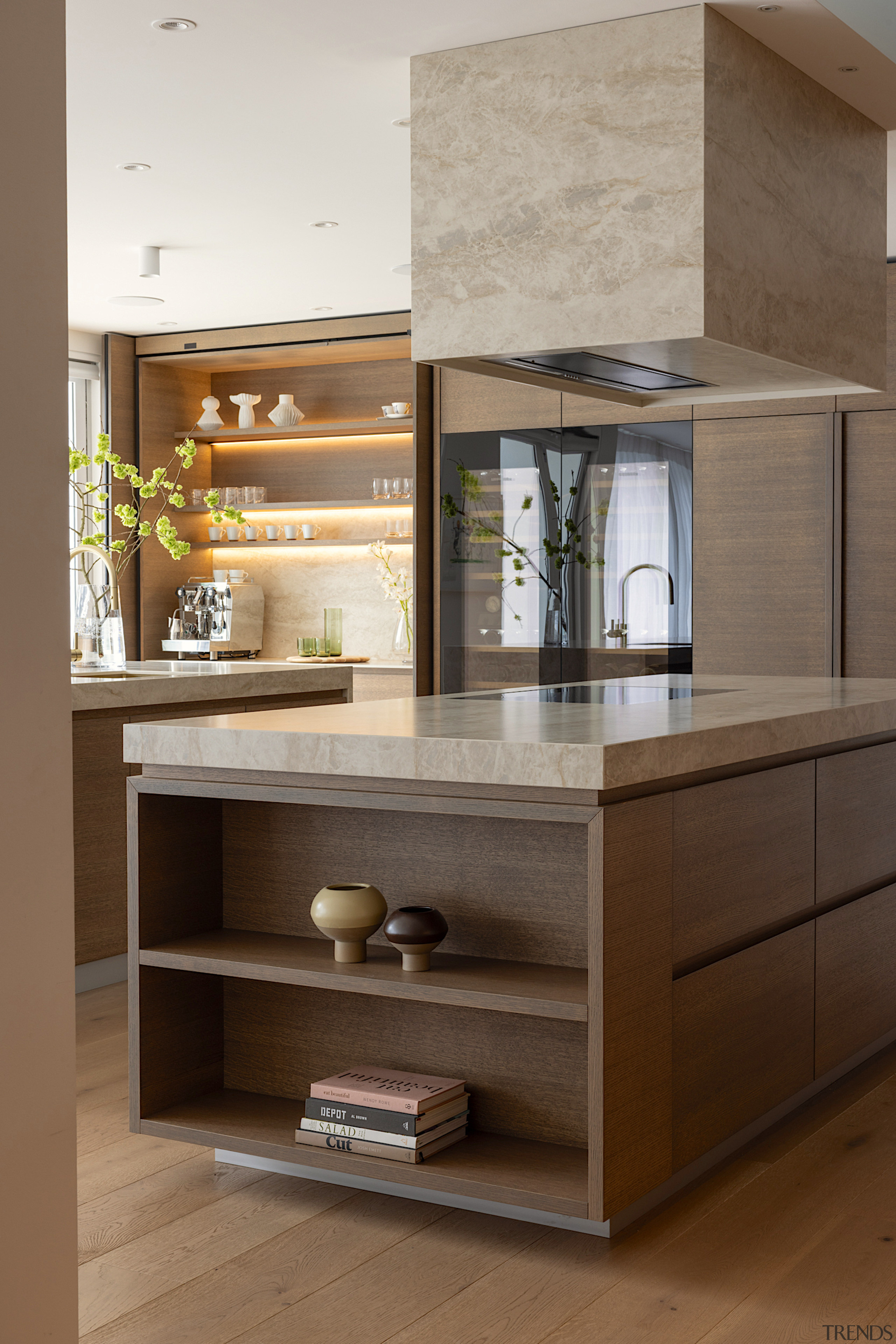 Open shelving is a feature of the second 