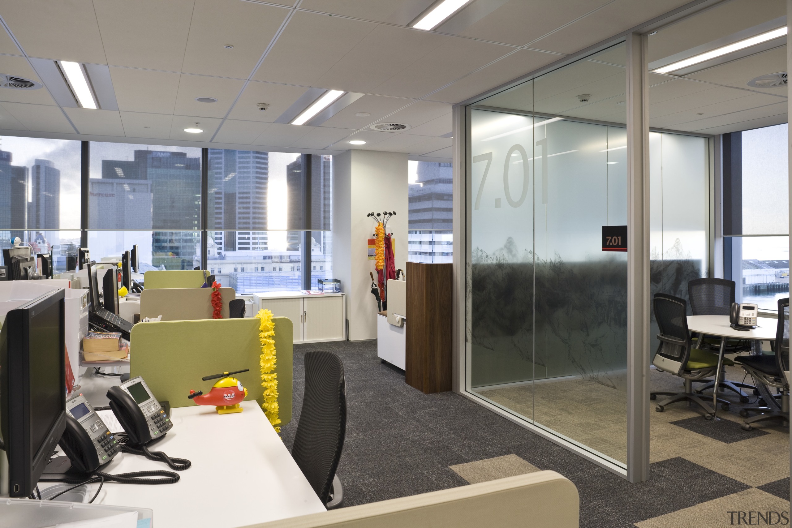 interior view of the Westpac offices featuring windows interior design, office, gray