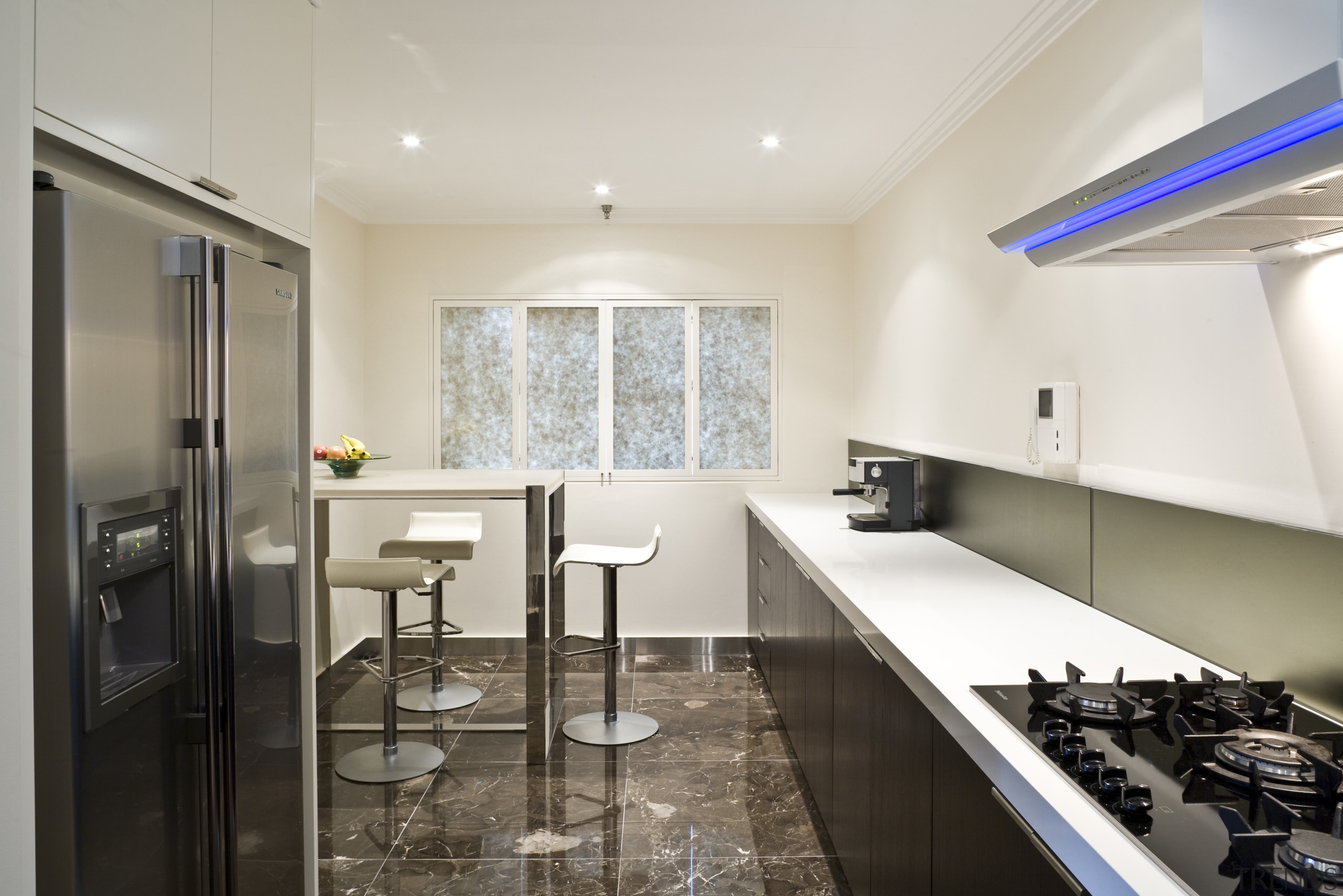 View of kitchen, custom designed kitchen island with ceiling, countertop, interior design, kitchen, real estate, room, white