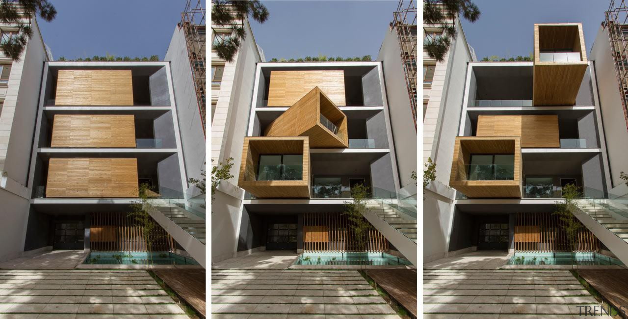 The Sharifi-ha House in Tehran can adapt to architecture, building, condominium, facade, home, house, property, real estate, residential area, gray, black