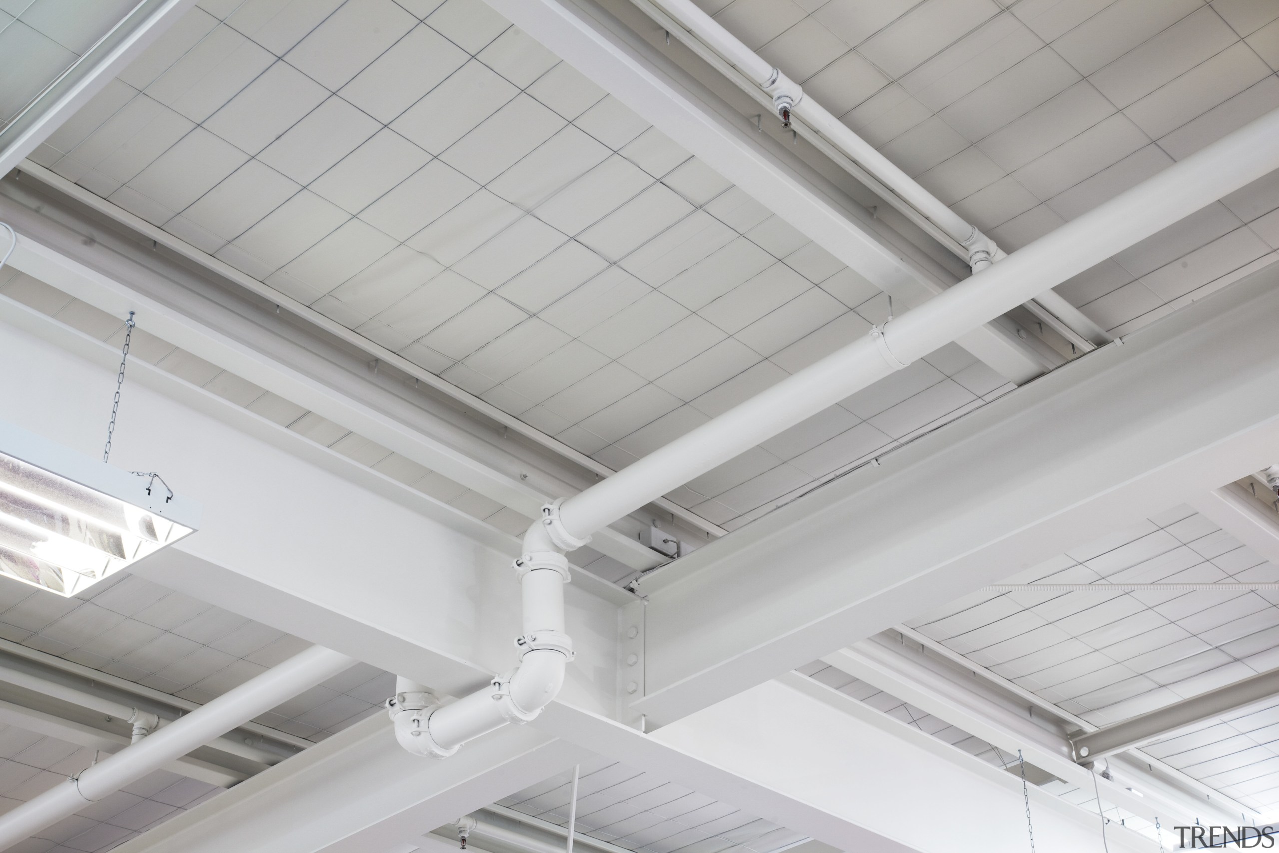 Triangle Fire Protection for Silverdale Centre - Triangle architecture, beam, ceiling, daylighting, roof, steel, structure, gray, white