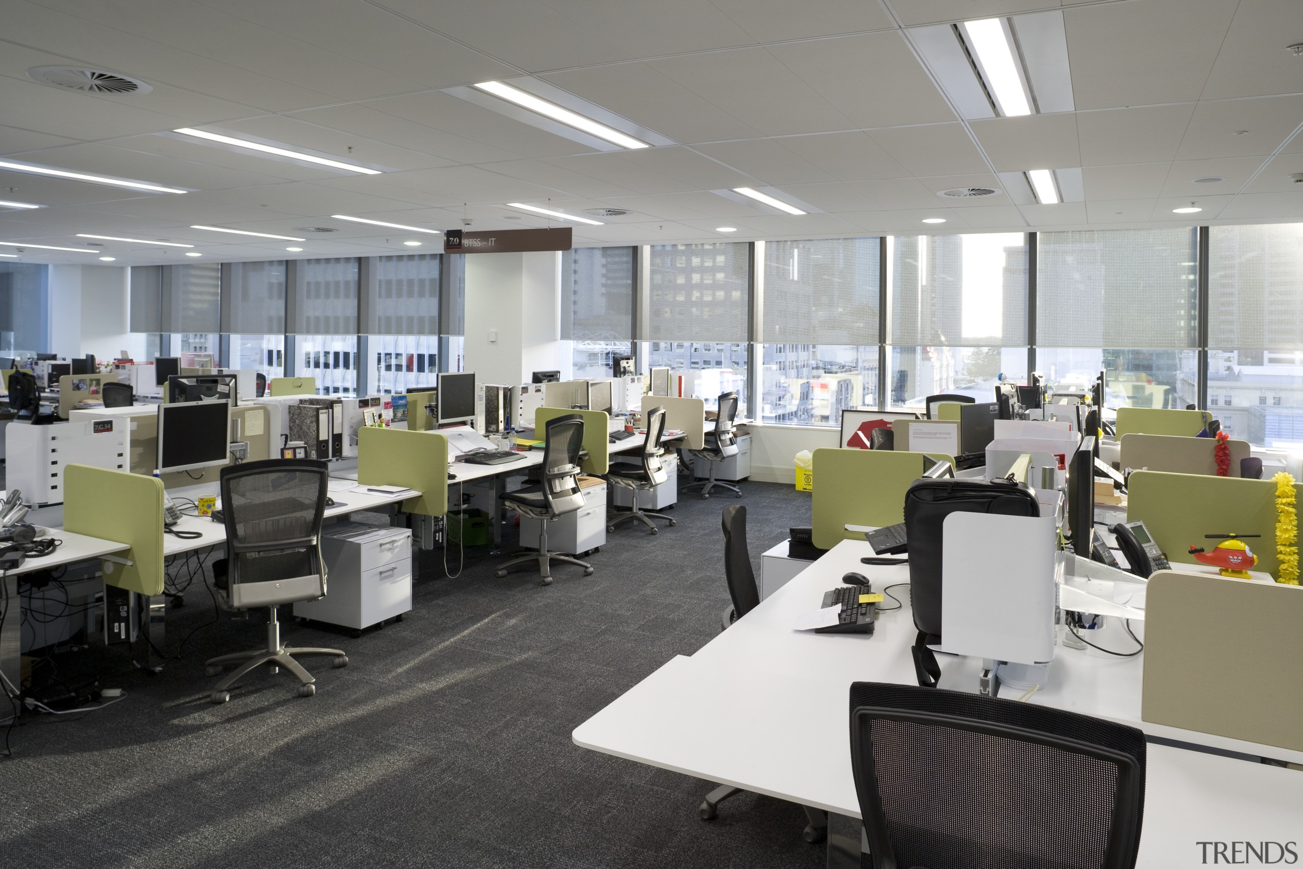 interior view of the Westpac offices featuring windows furniture, institution, office, gray