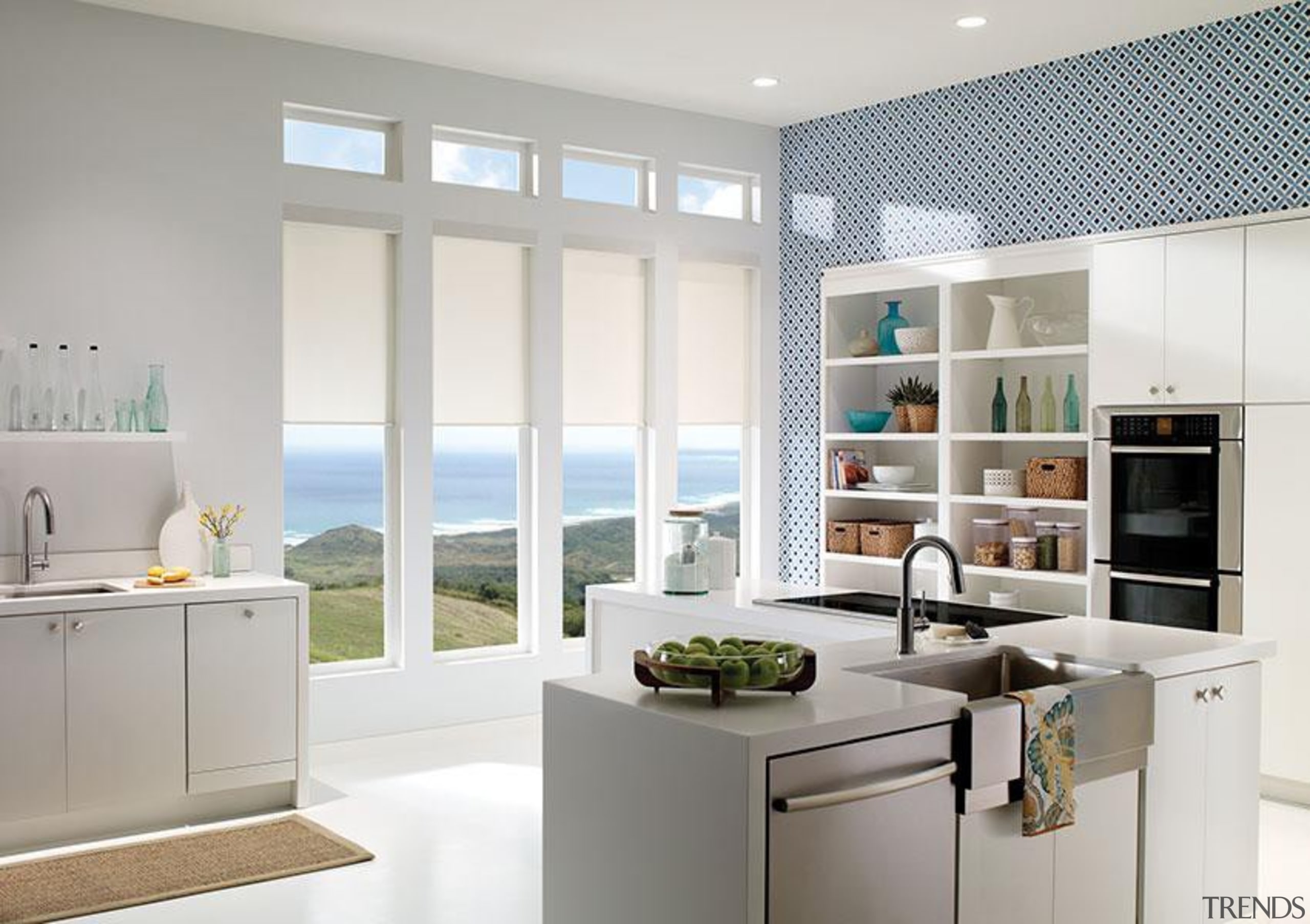 luxaflex qmotion roller blinds - luxaflex qmotion roller countertop, home appliance, interior design, kitchen, window, white, gray