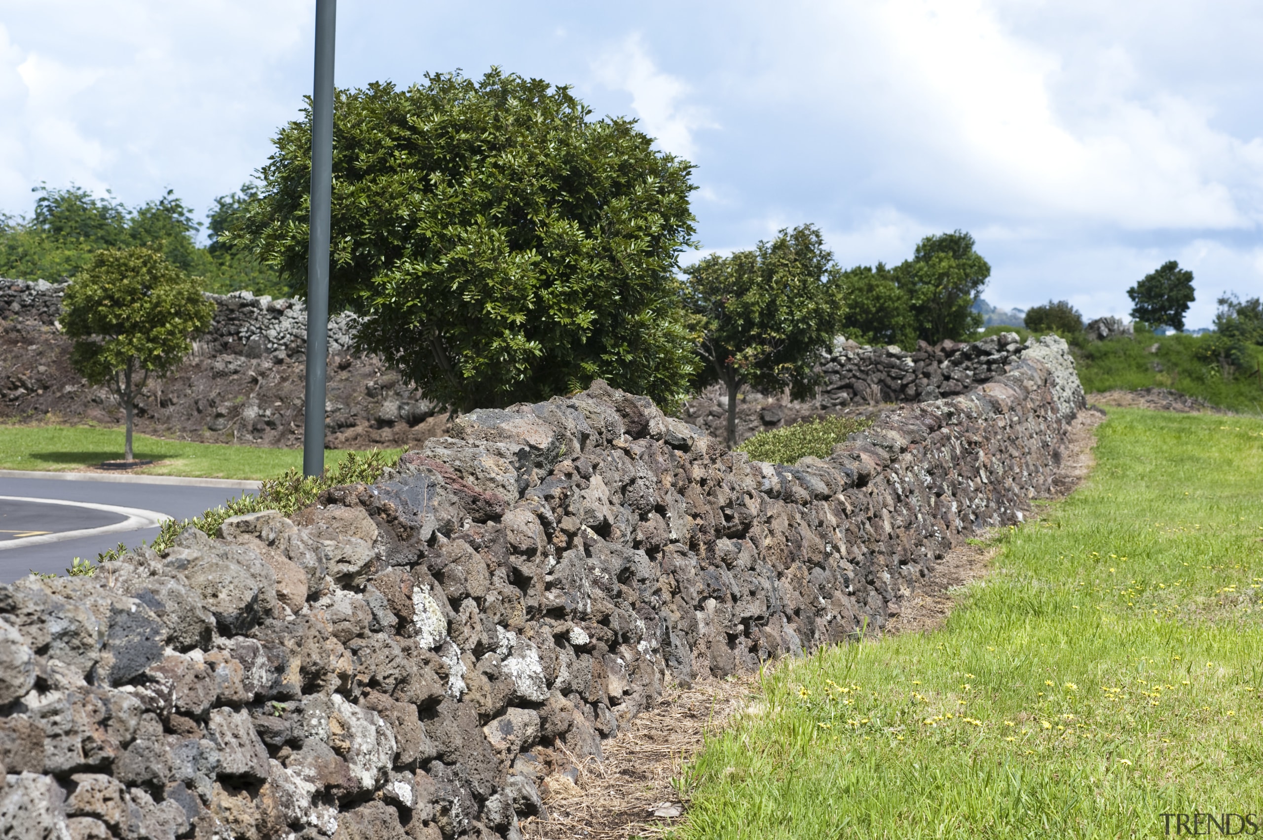 View of Mt Wellington stone walls. - View grass, rock, soil, stone wall, wall, gray