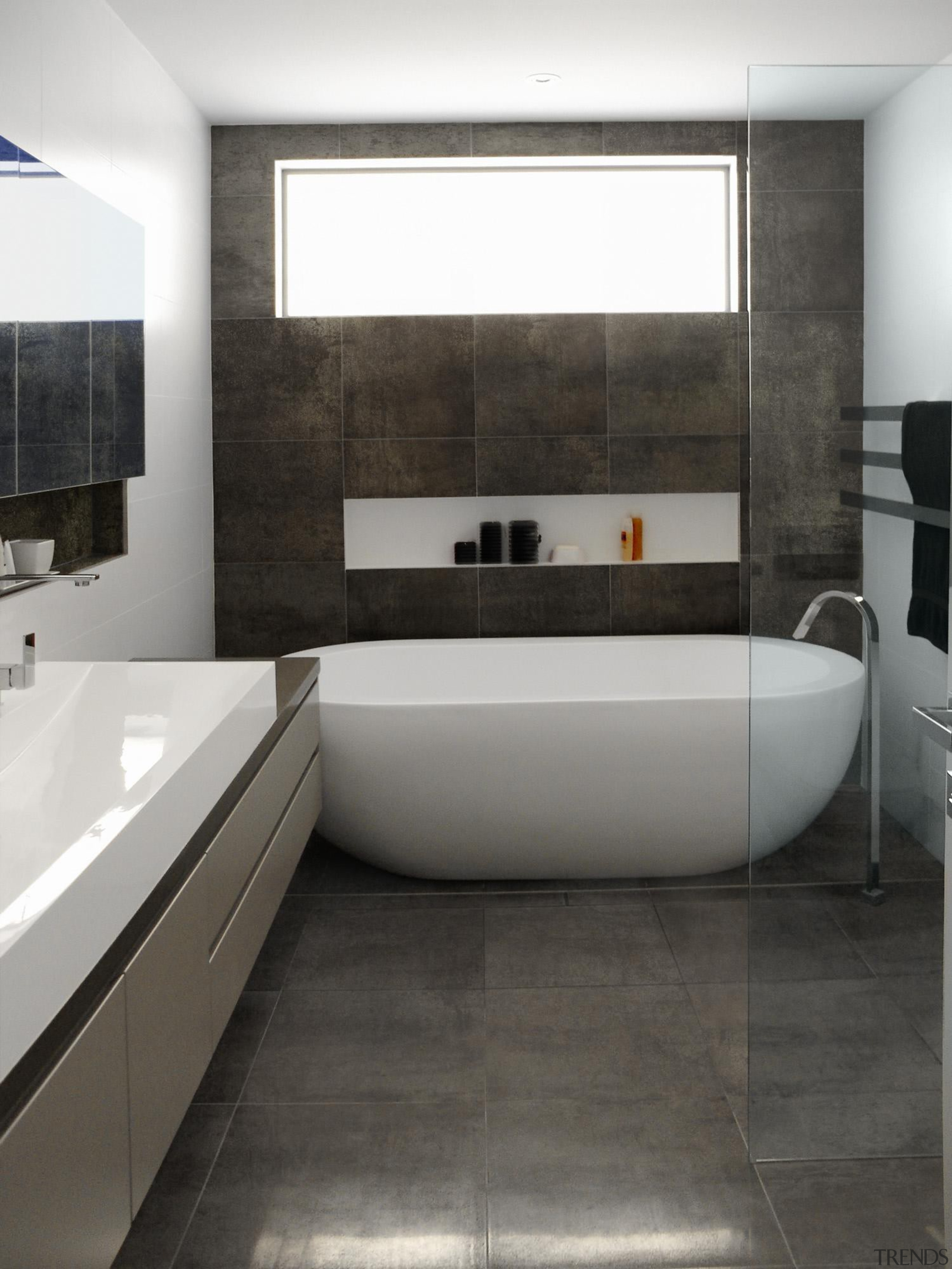 Paradox grey bathroom floor and wall tiles - architecture, bathroom, floor, flooring, interior design, product design, room, tile, black, gray, white