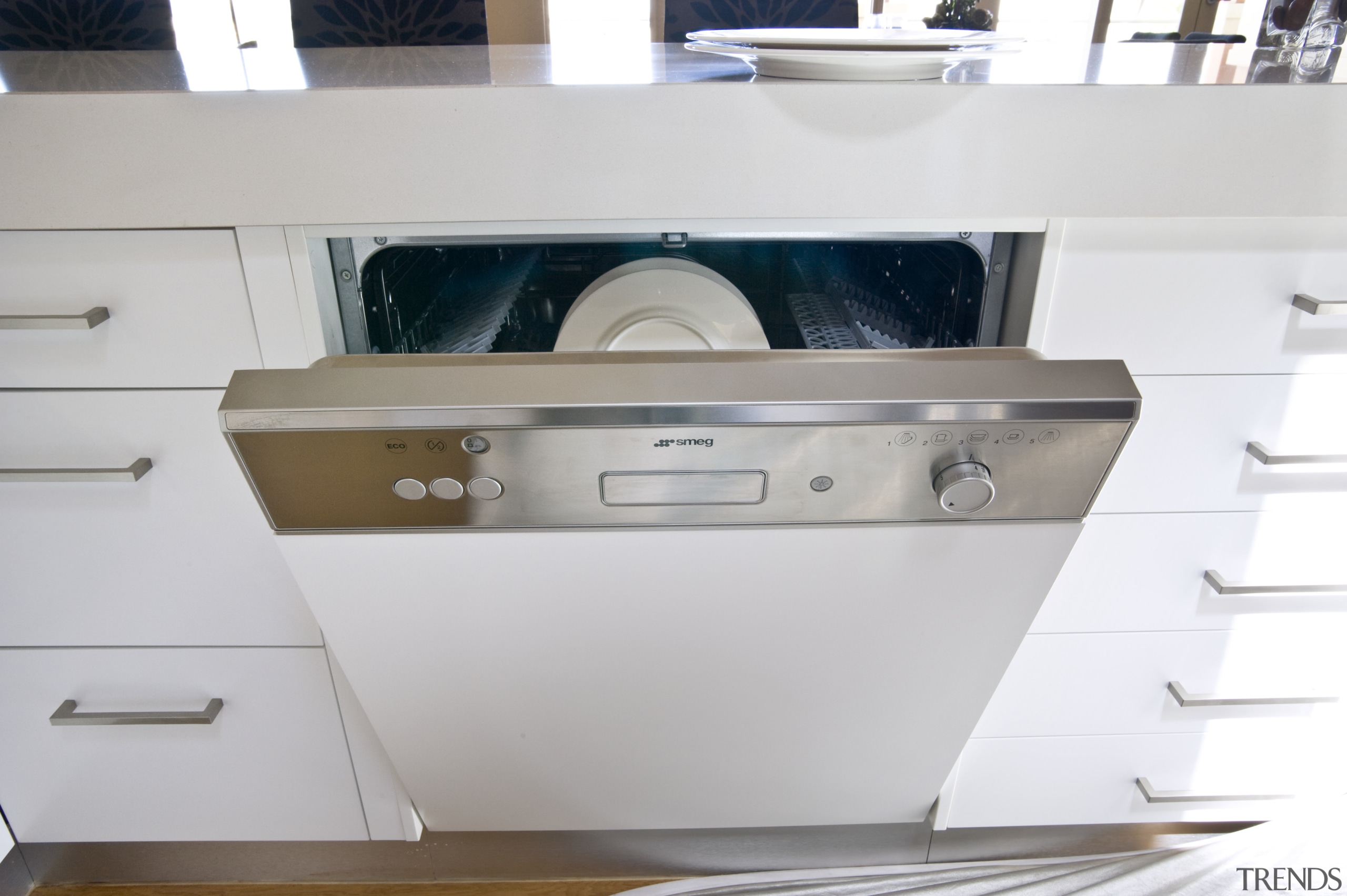 Image of Smeg appliances used in kitchen which drawer, furniture, home appliance, kitchen, major appliance, product, product design, yacht, white