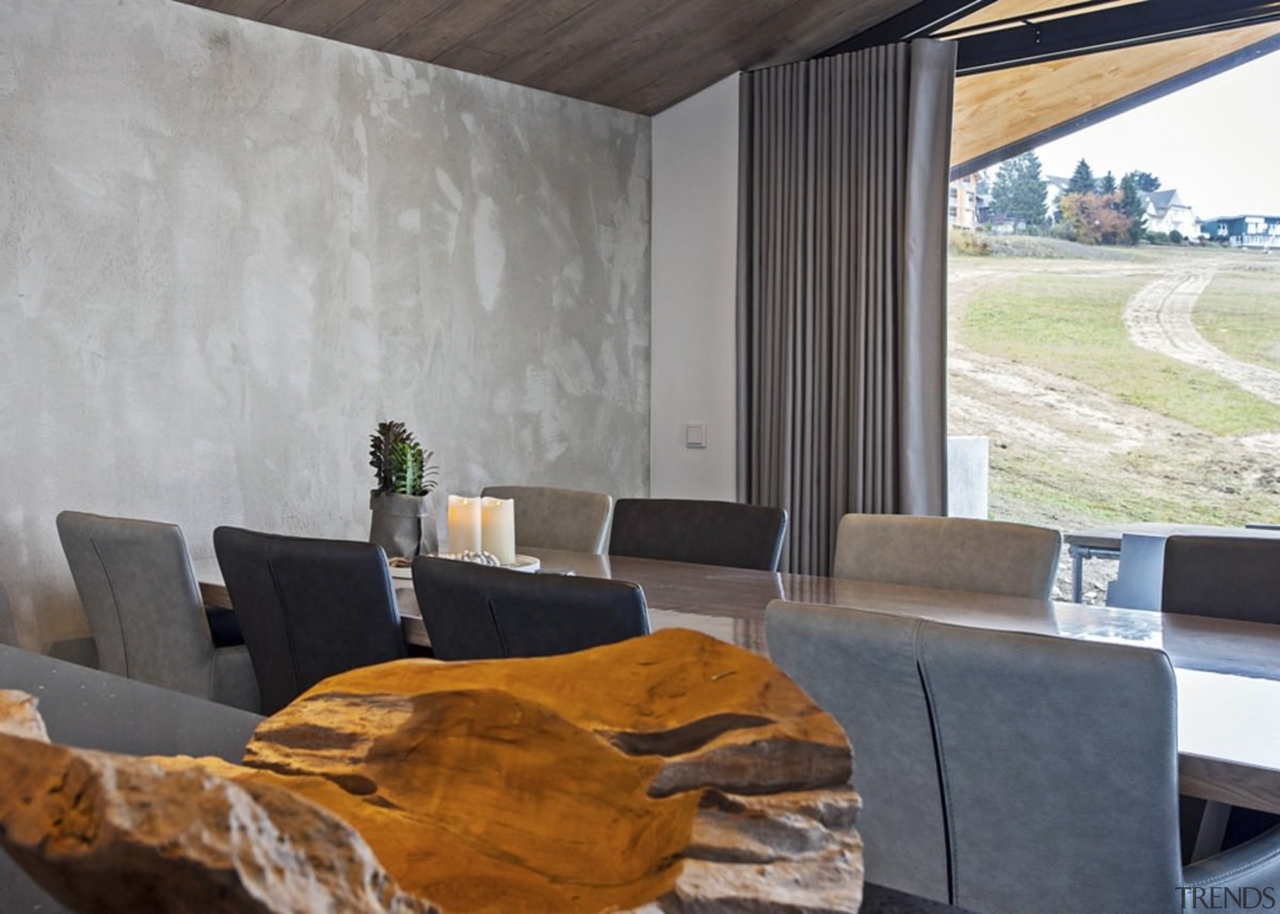 Concrete walls and wood ceilings - Concrete walls architecture, house, interior design, property, real estate, gray