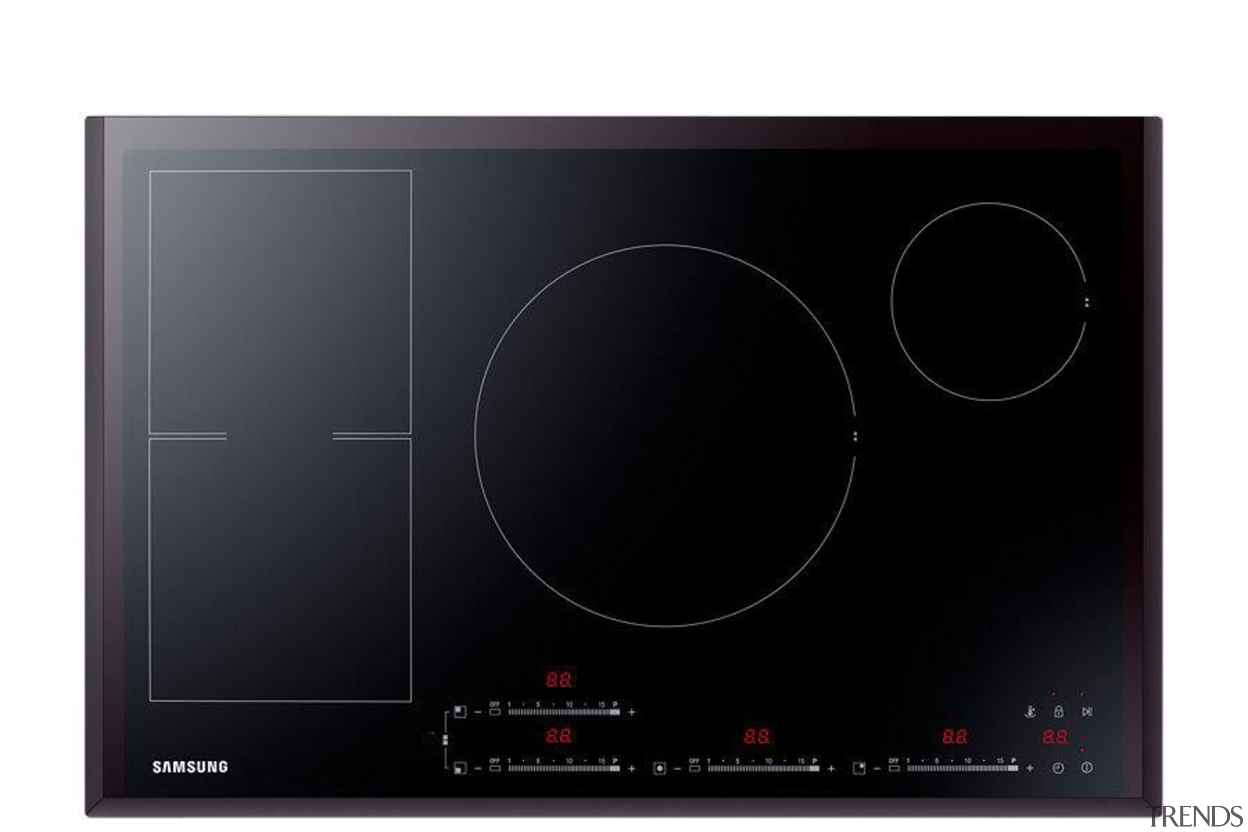 Cookware-Cooktop NZ84F7NC6AB/SAThe Samsung Neo Flex Induction Cooktop has cooktop, product, product design, black, white