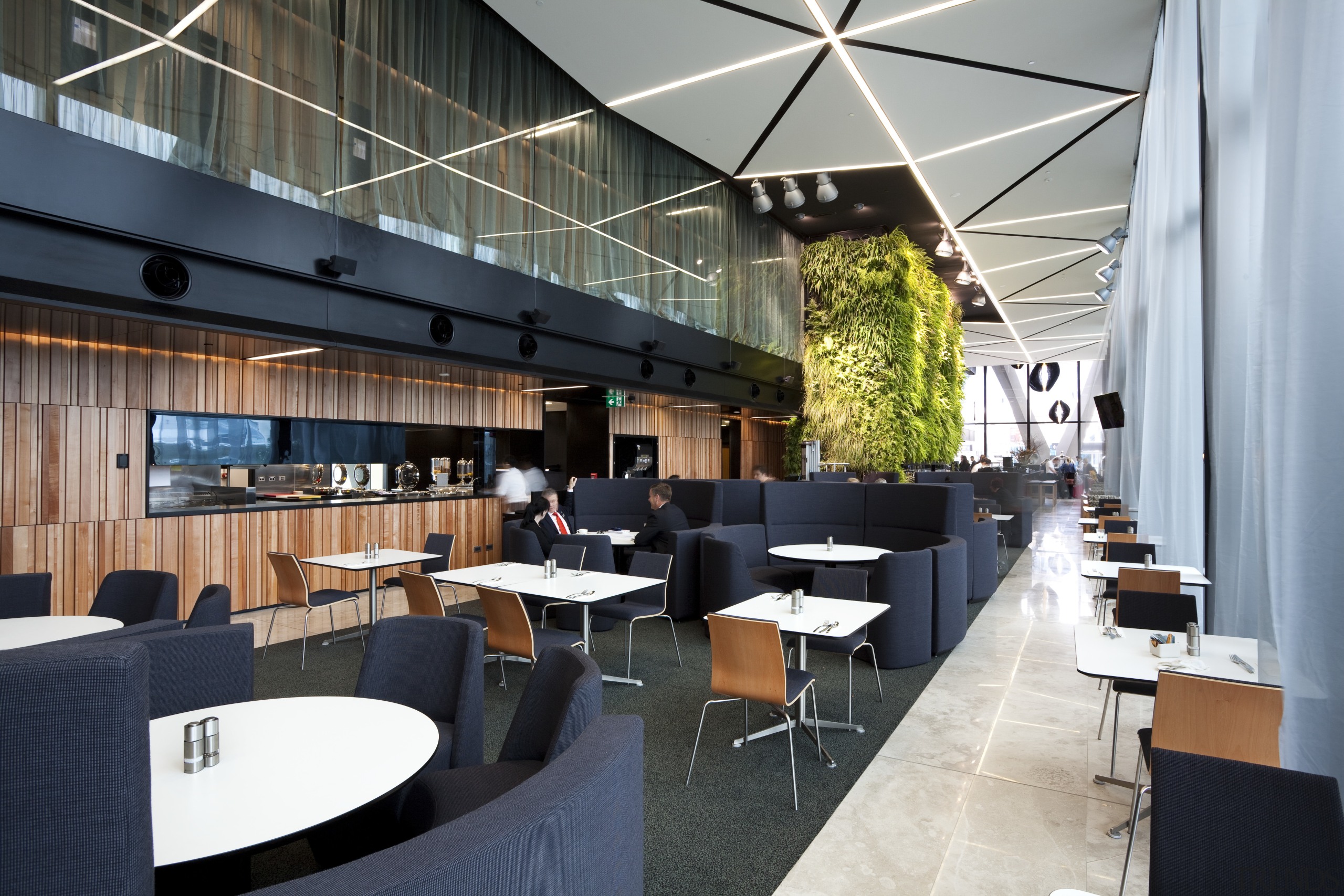 View of public space in the Novotel Auckland architecture, café, interior design, restaurant, black, gray