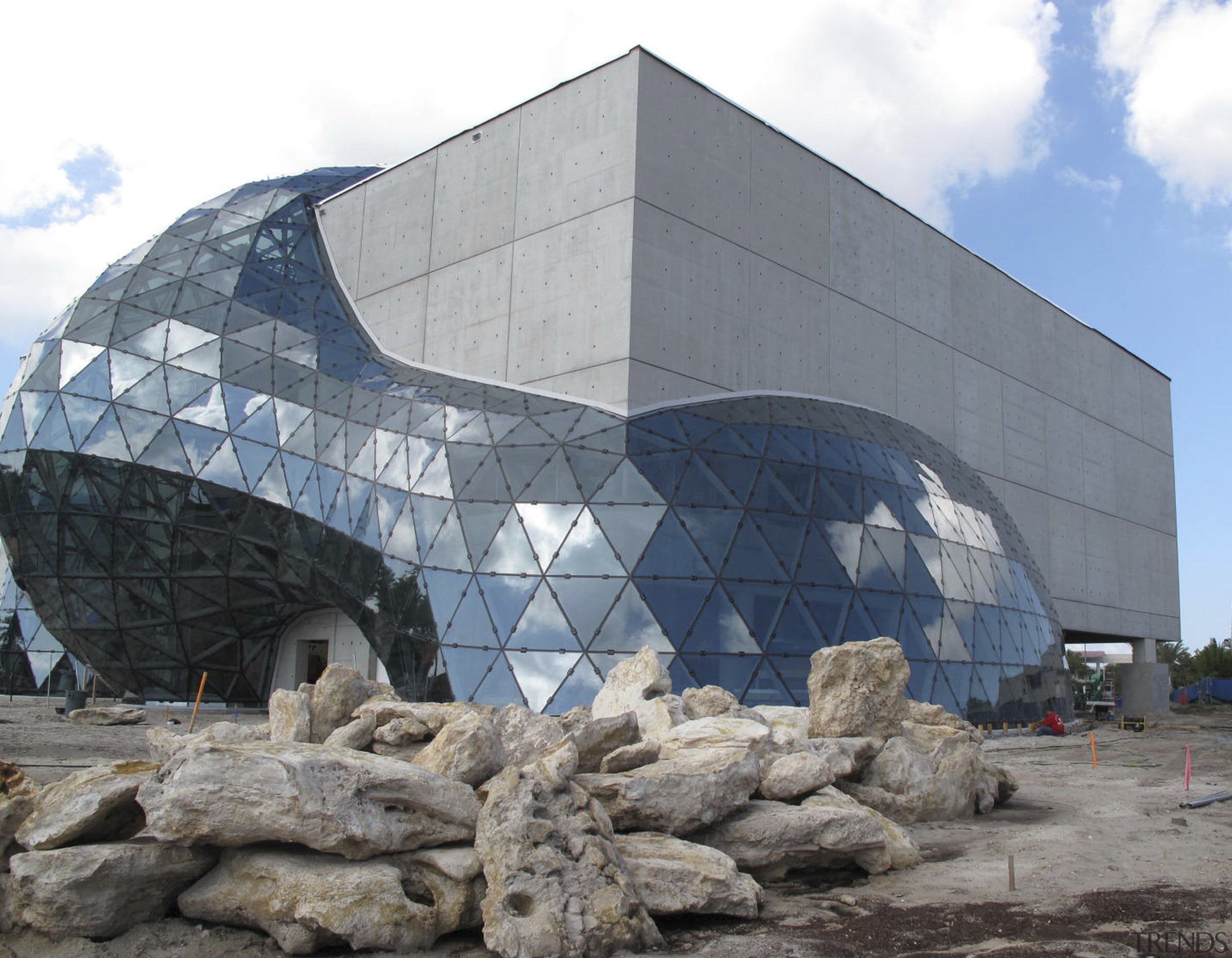 View of new art museum designed to house architecture, building, facade, structure, gray