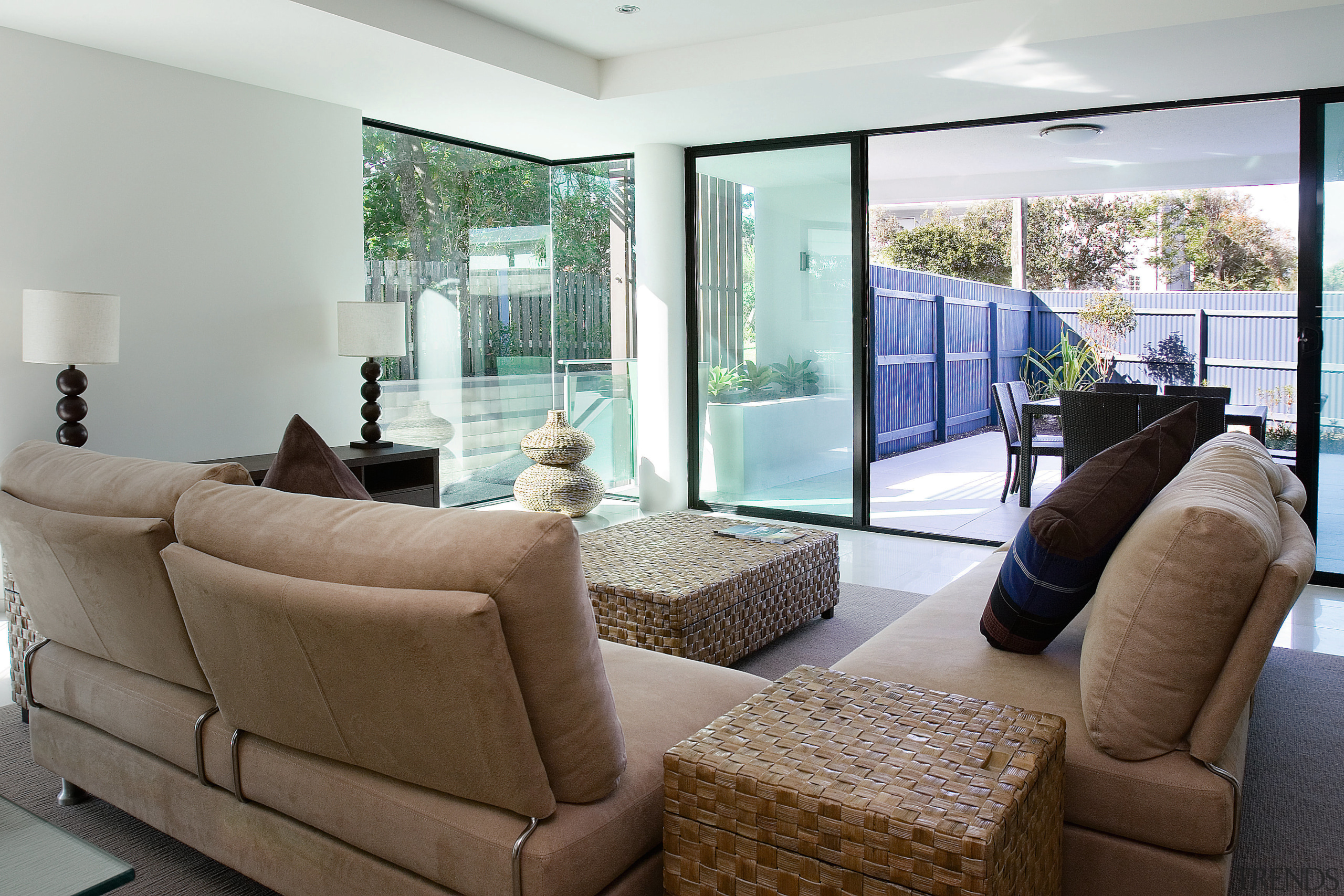 A view of a living area. - A home, house, interior design, living room, property, real estate, window, white, brown