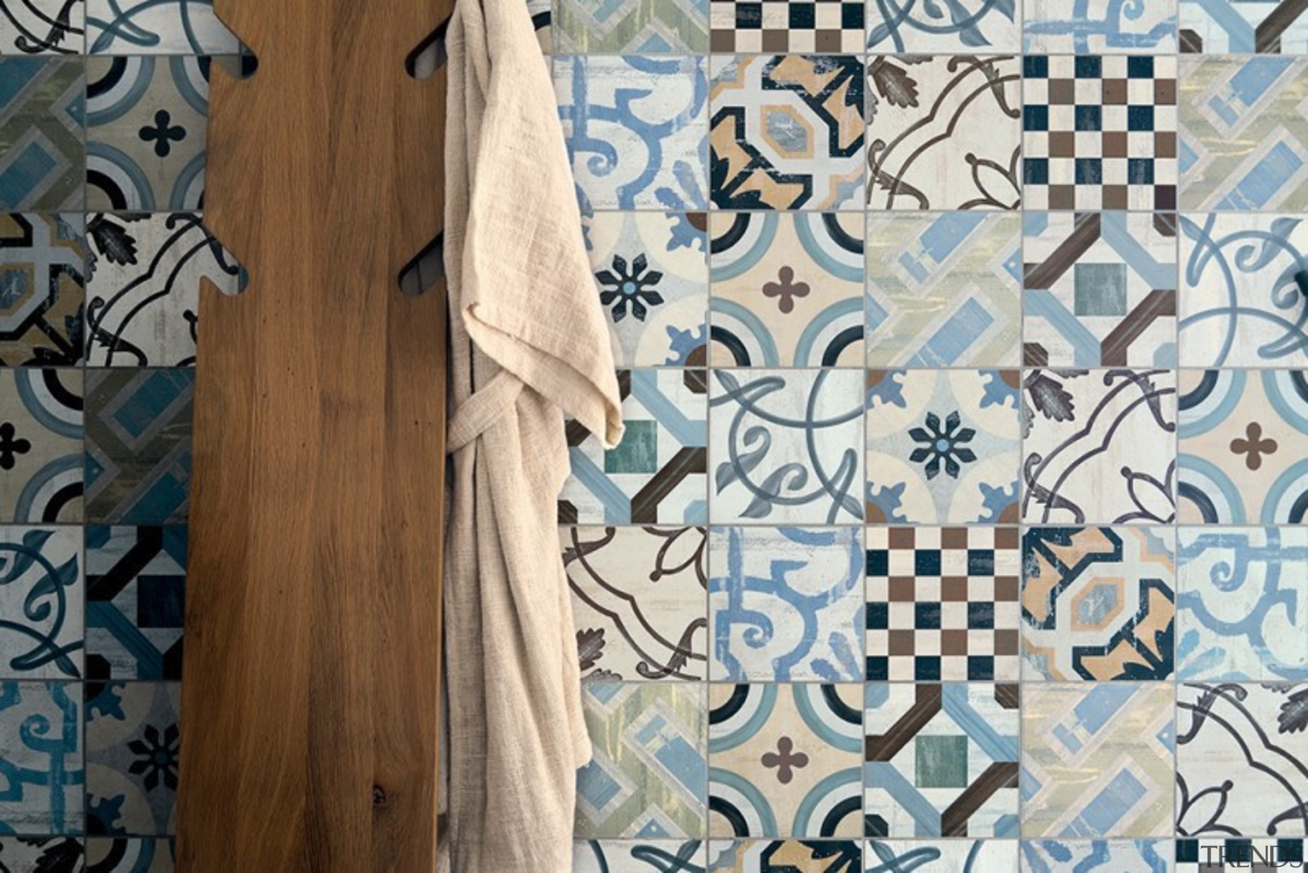 9 different patterned tiles, randomly mixed within a design, pattern, textile, wall, white