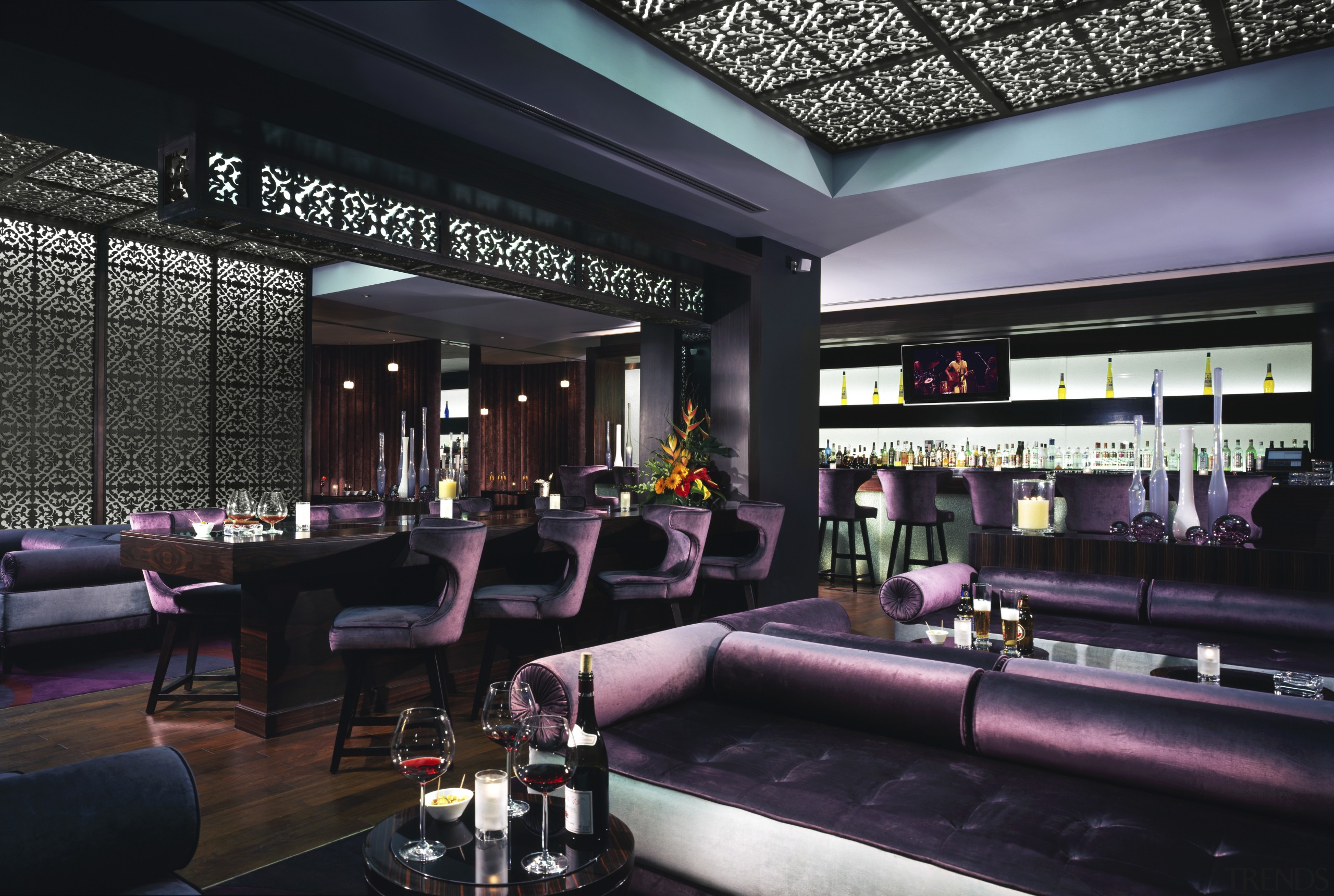 Destinations within a destination - two key amenities bar, interior design, restaurant, black