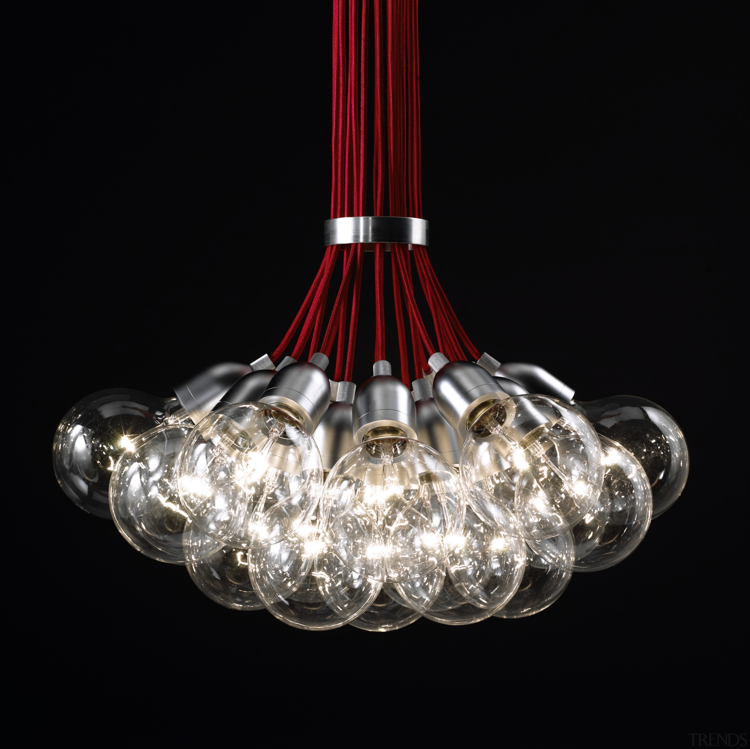 A view of a light by YLighting. - chandelier, light fixture, lighting, black