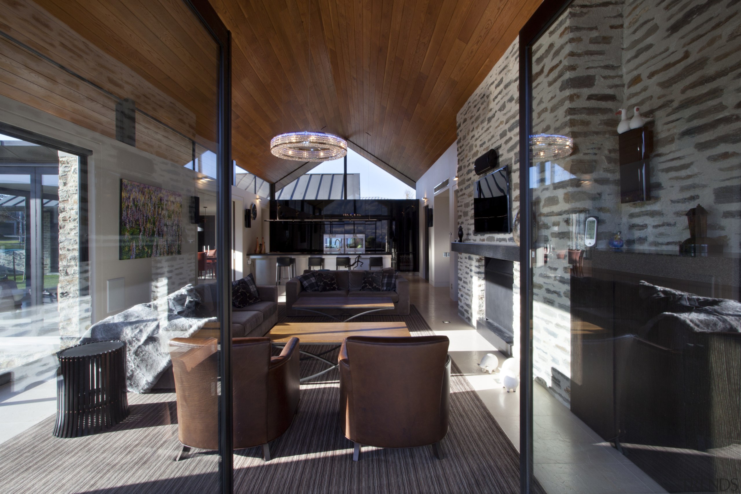 pointed timber roof, dark coloured fabrics in living interior design, real estate, black, gray