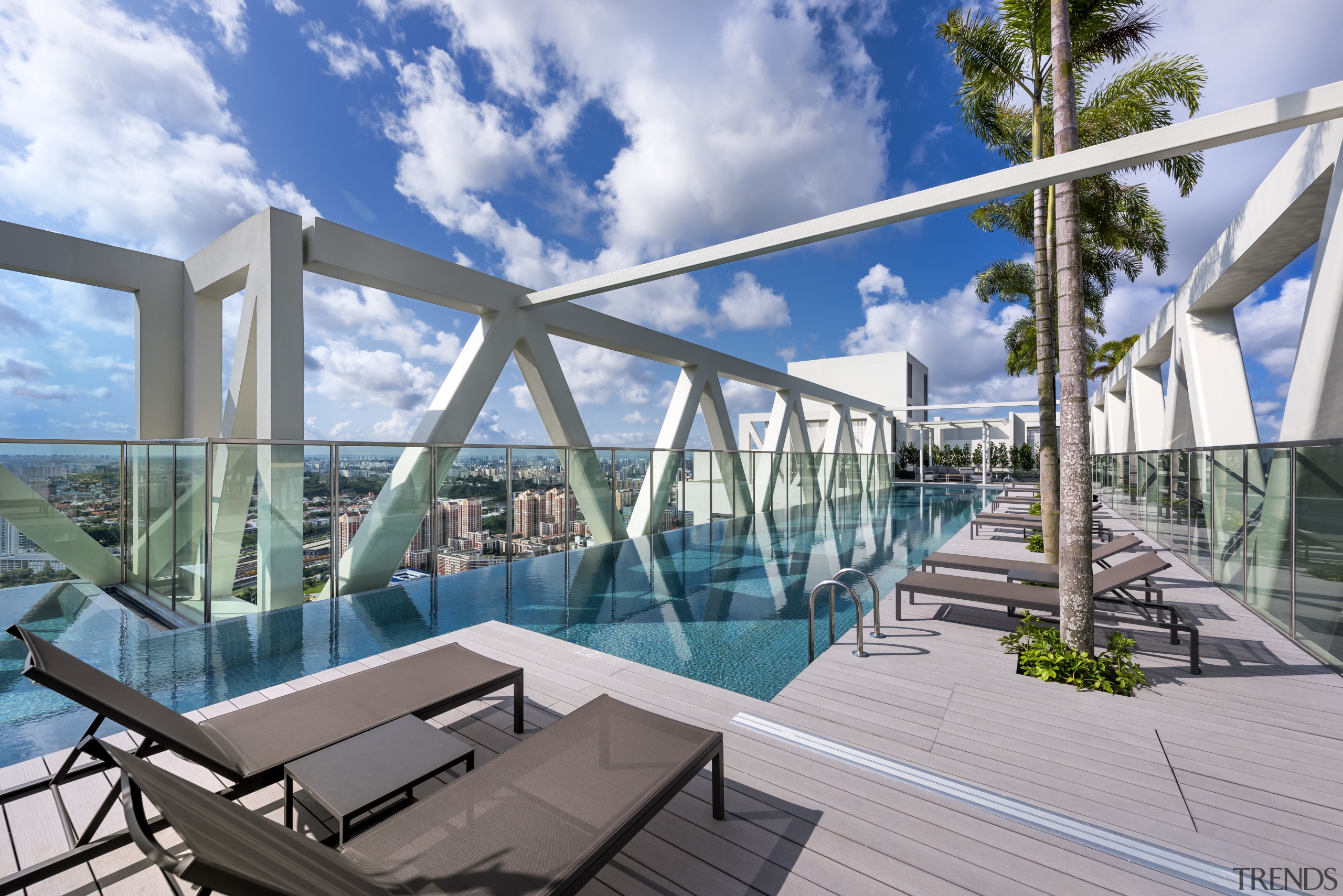 The rooftop bridge at level 38 of Sky architecture, condominium, leisure, mixed use, real estate, swimming pool, gray