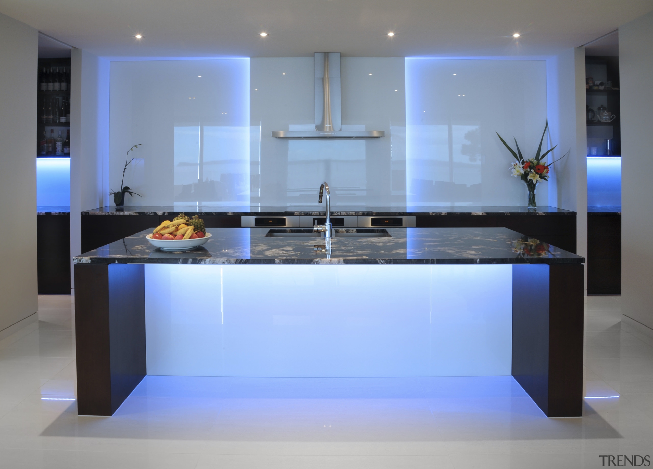 View of contemporary kitchen by Neo Design with countertop, floor, interior design, kitchen, table, teal, gray