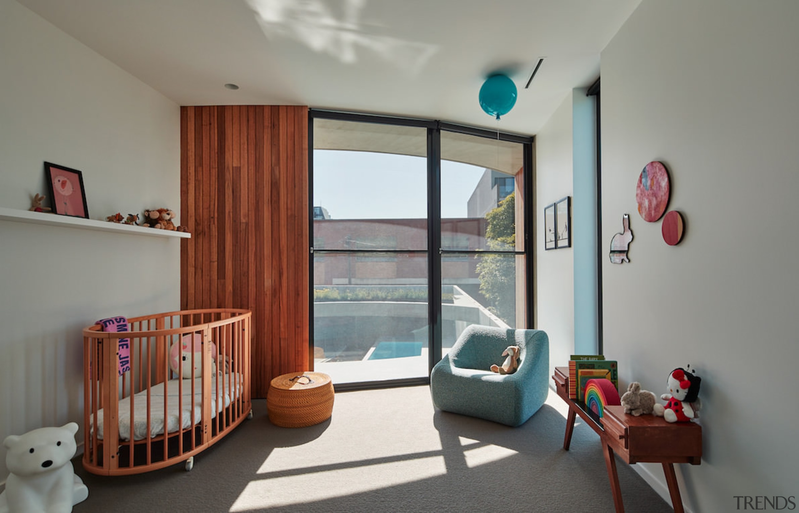 Wood accents run throughout the home - Wood architecture, home, house, interior design, property, real estate, room, window, gray