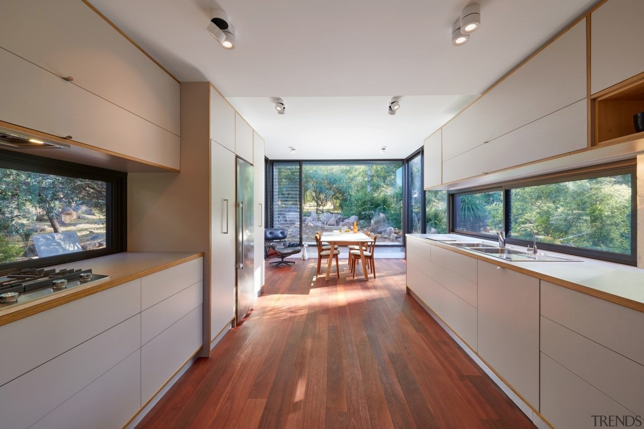 Windows make for excellent splashbacks - Windows make ceiling, daylighting, estate, floor, flooring, hardwood, house, interior design, property, real estate, window, wood flooring, gray