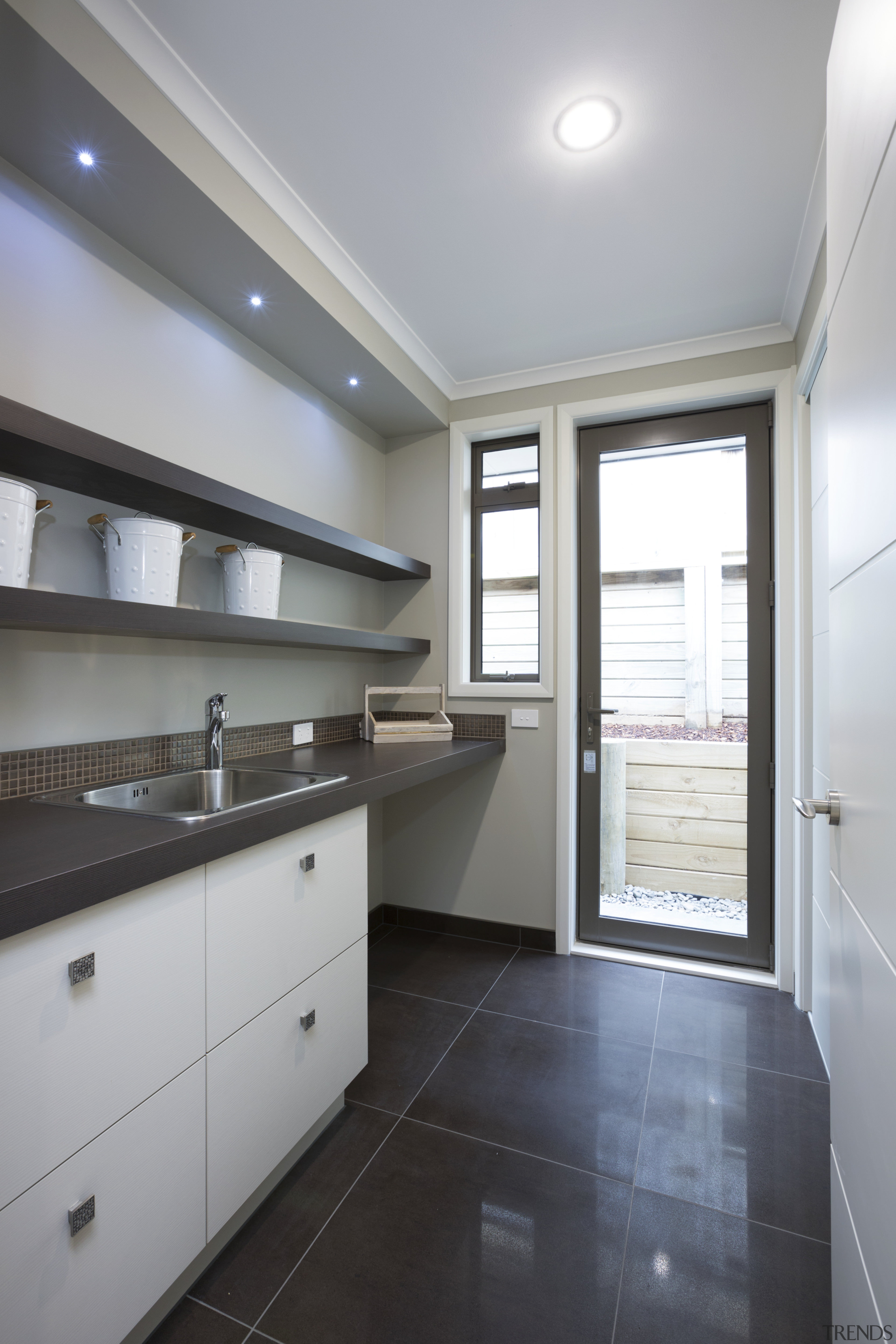 High-spec show home  the Ridgeview by Harwood cabinetry, ceiling, countertop, daylighting, floor, home, house, interior design, kitchen, property, real estate, room, window, gray