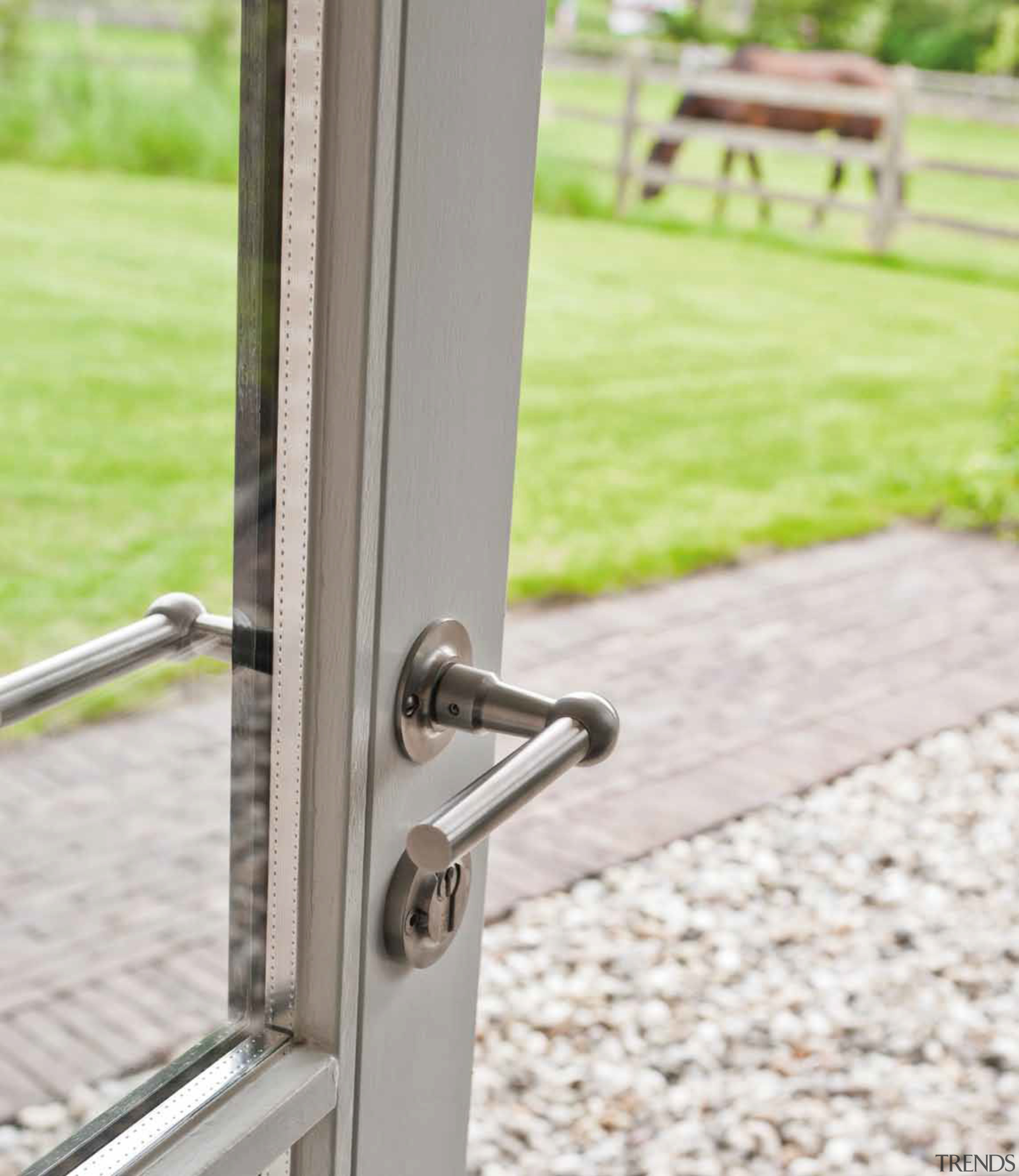 FVL85/40 - Solid Unsprung Lever Handle Attached to metal, window, white, yellow