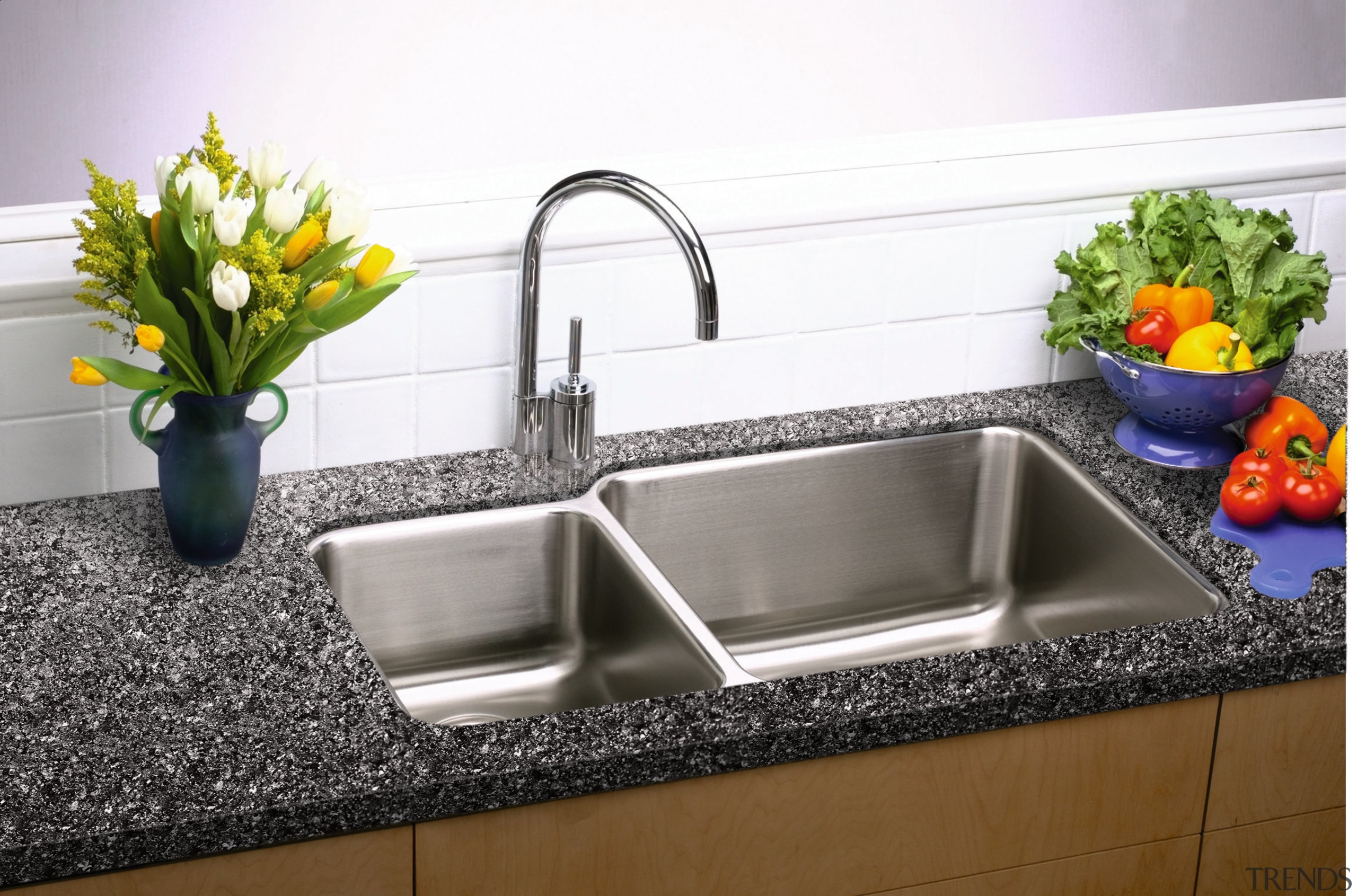 View of this kitchen sink &amp; faucet - bathroom sink, countertop, kitchen, plumbing fixture, sink, tap, white