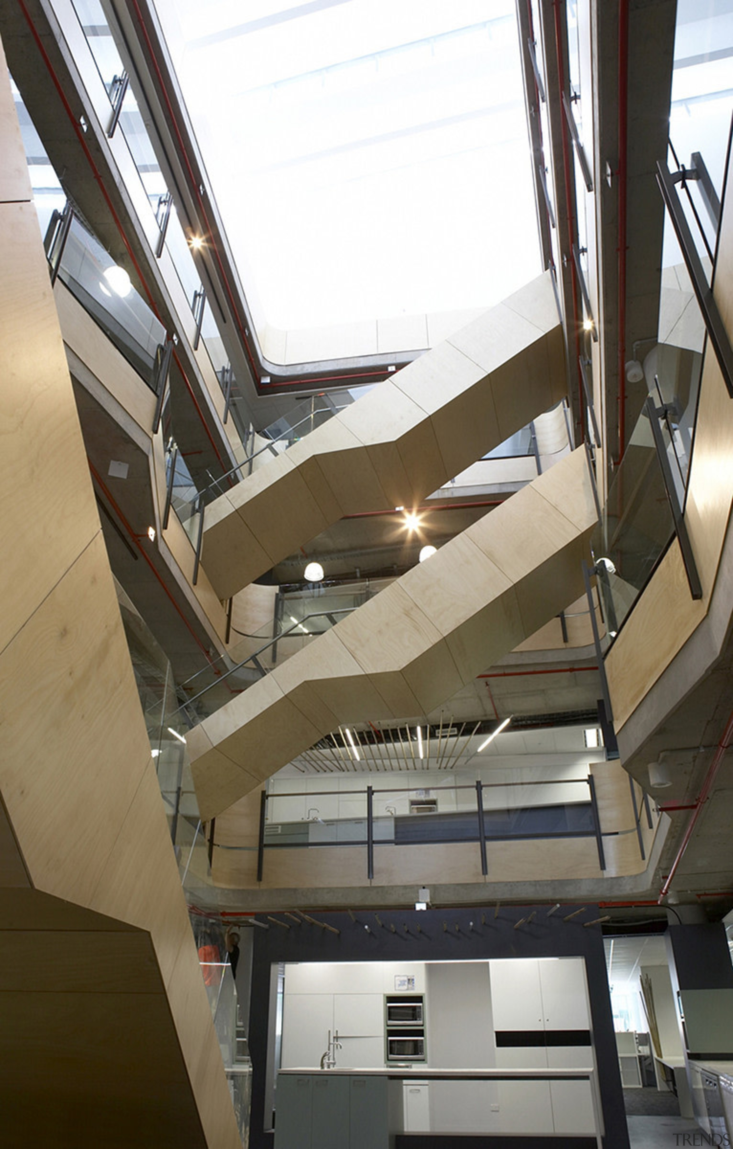At the Transport Accident Commission headquarters, Aurecon aimed architecture, building, daylighting, stairs, structure, brown, white