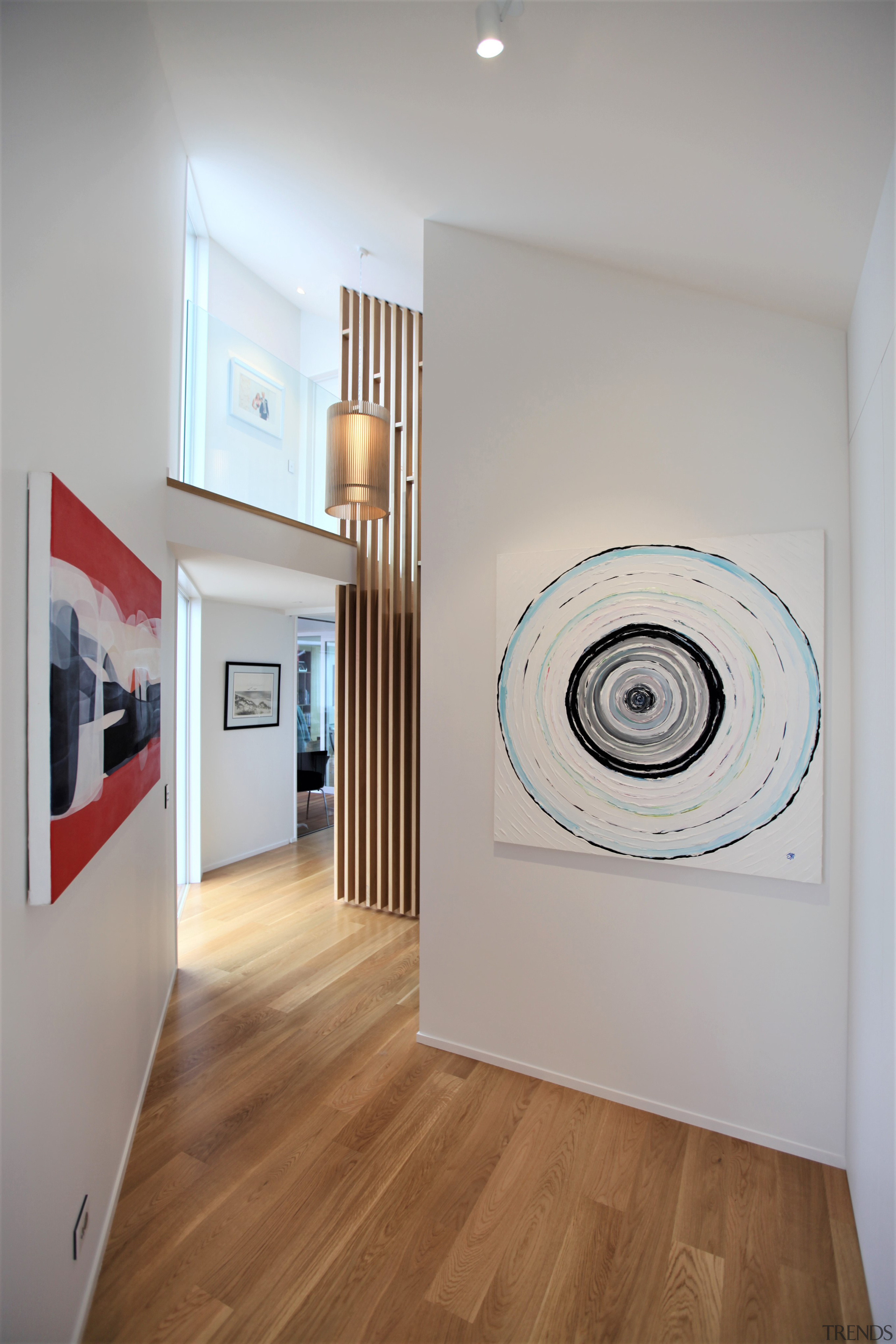 The home's circulation corridor also serves as a 