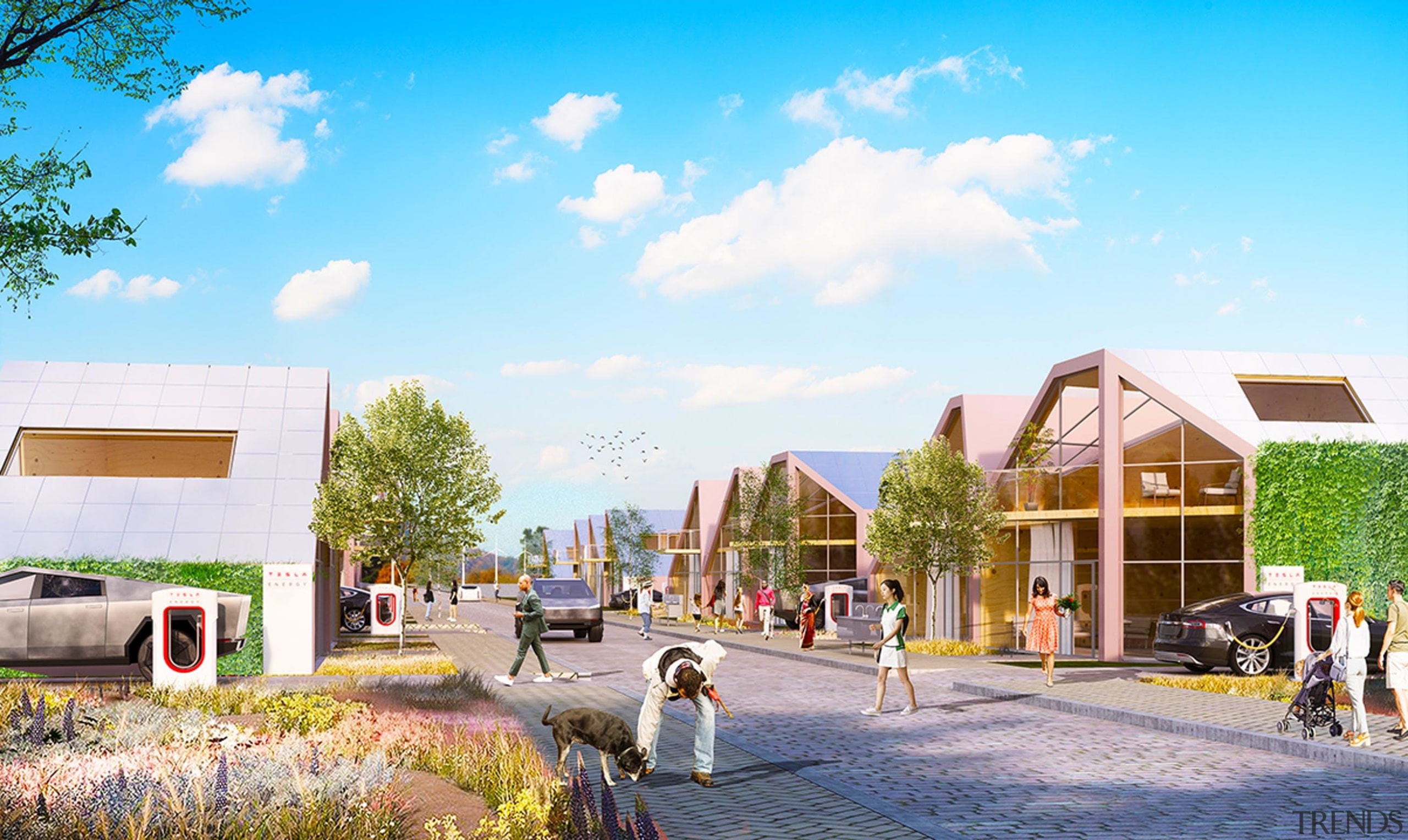 Eco-friendly, attractive, and extremely functional, the Tesla town 