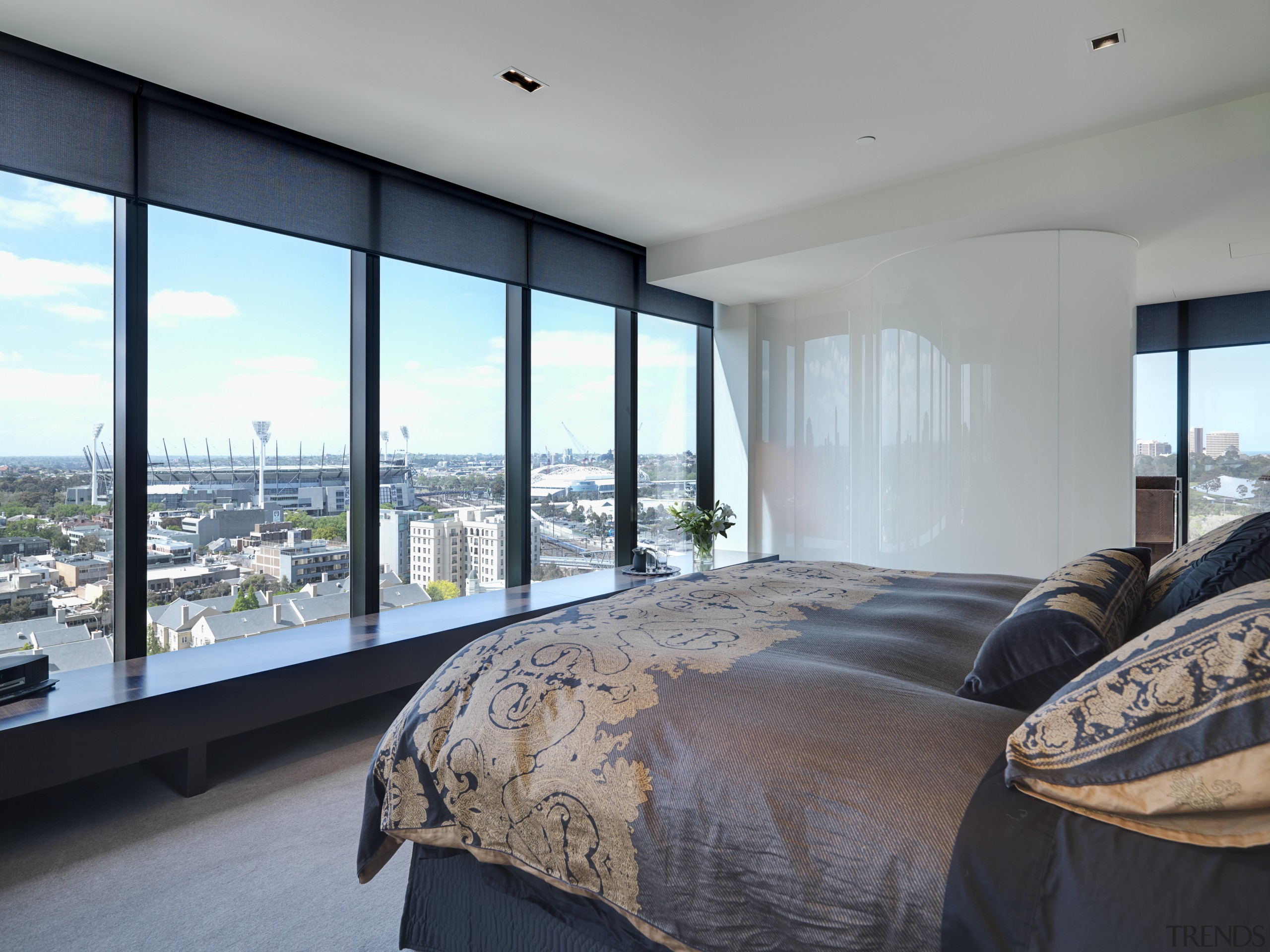 Apartment Interiors were designed by London architect Claudio architecture, bedroom, ceiling, condominium, estate, interior design, penthouse apartment, property, real estate, room, window, gray