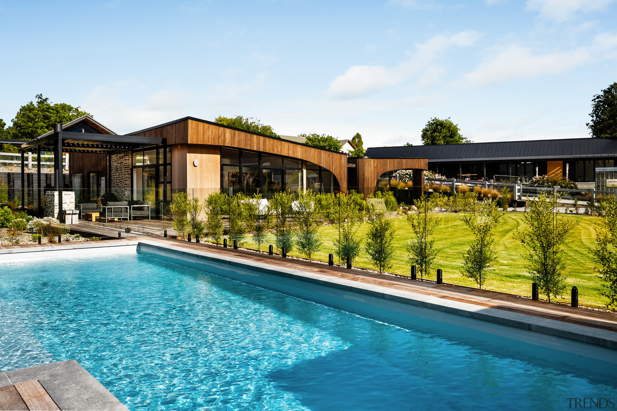 A sparkling pool completes the connected-to-nature picture. 