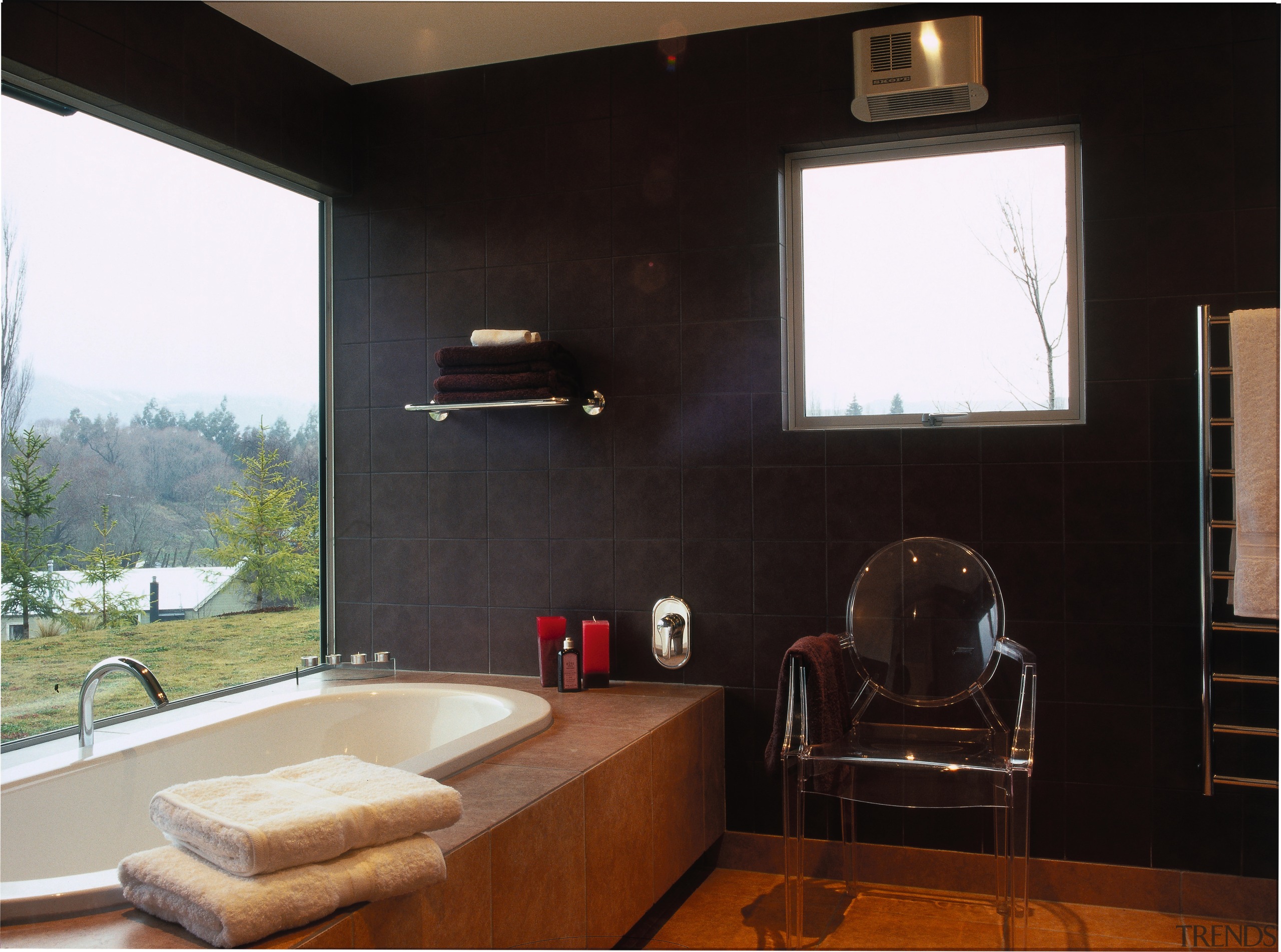 View of the bathroom - View of the architecture, ceiling, home, house, interior design, living room, room, wall, window, black