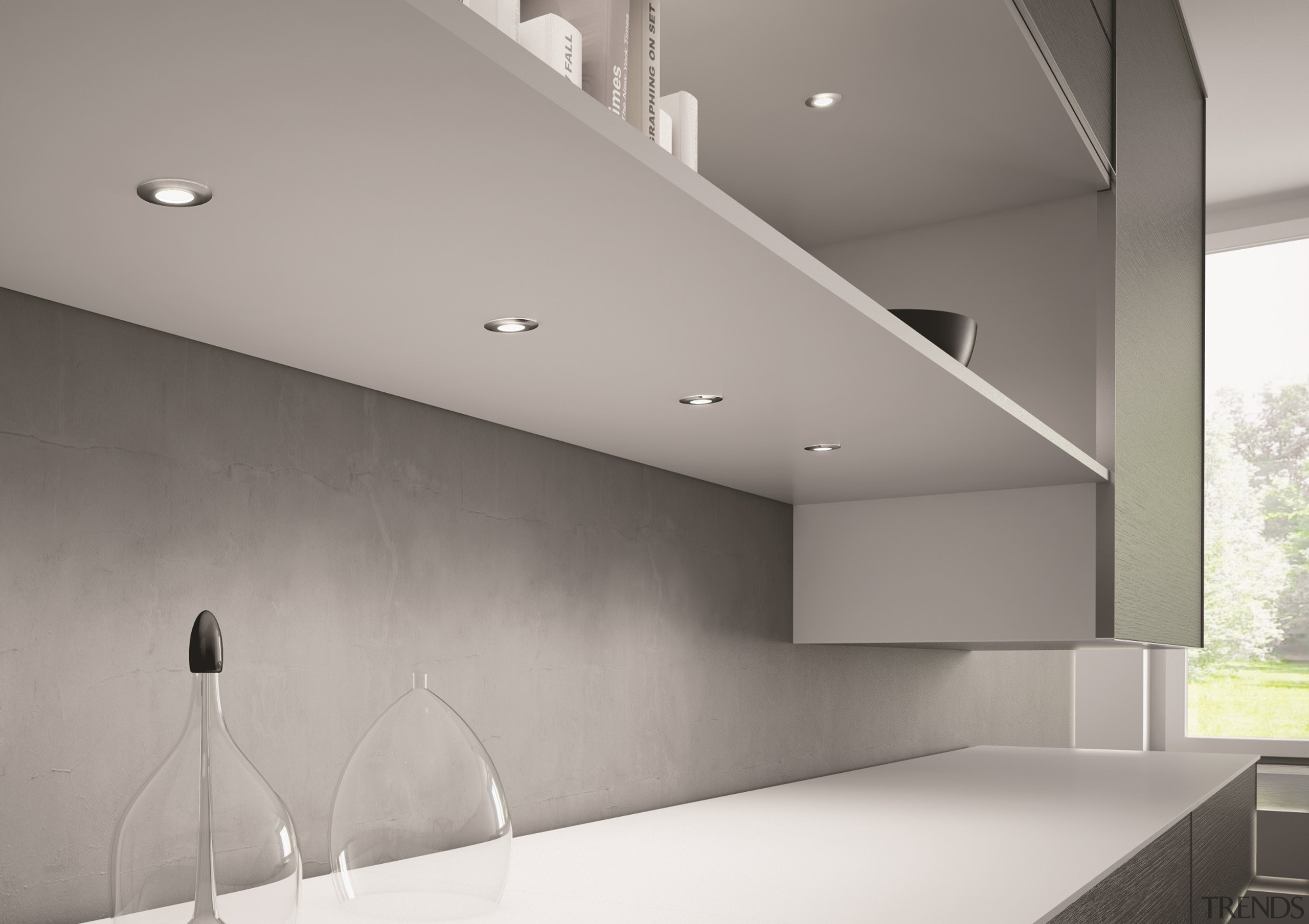 Domus Line Metris V12 LED Spotlights; made in architecture, ceiling, daylighting, floor, glass, house, interior design, lighting, product design, wall, gray