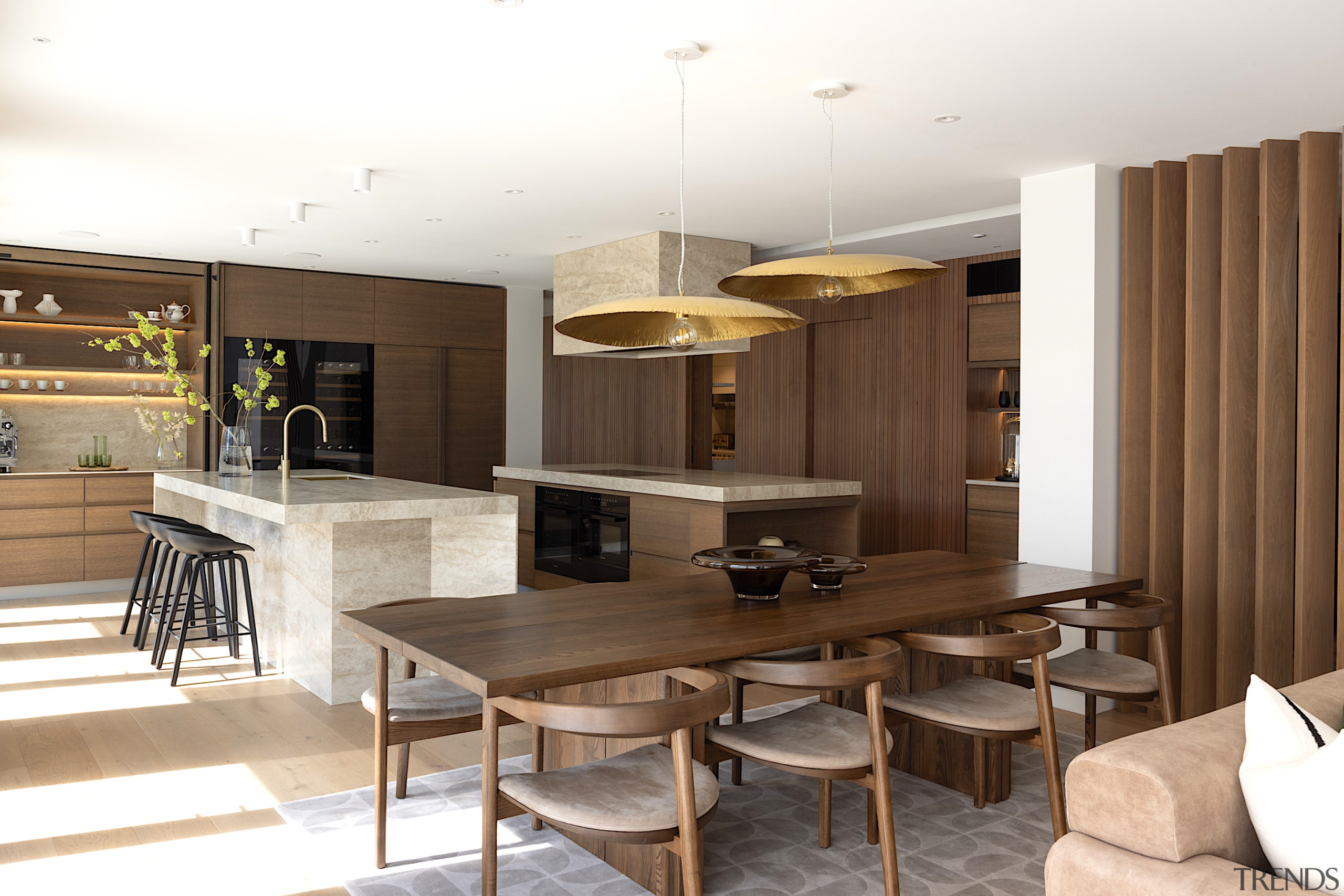 Velnu stone benchtops and seamless mitred detailing bring 