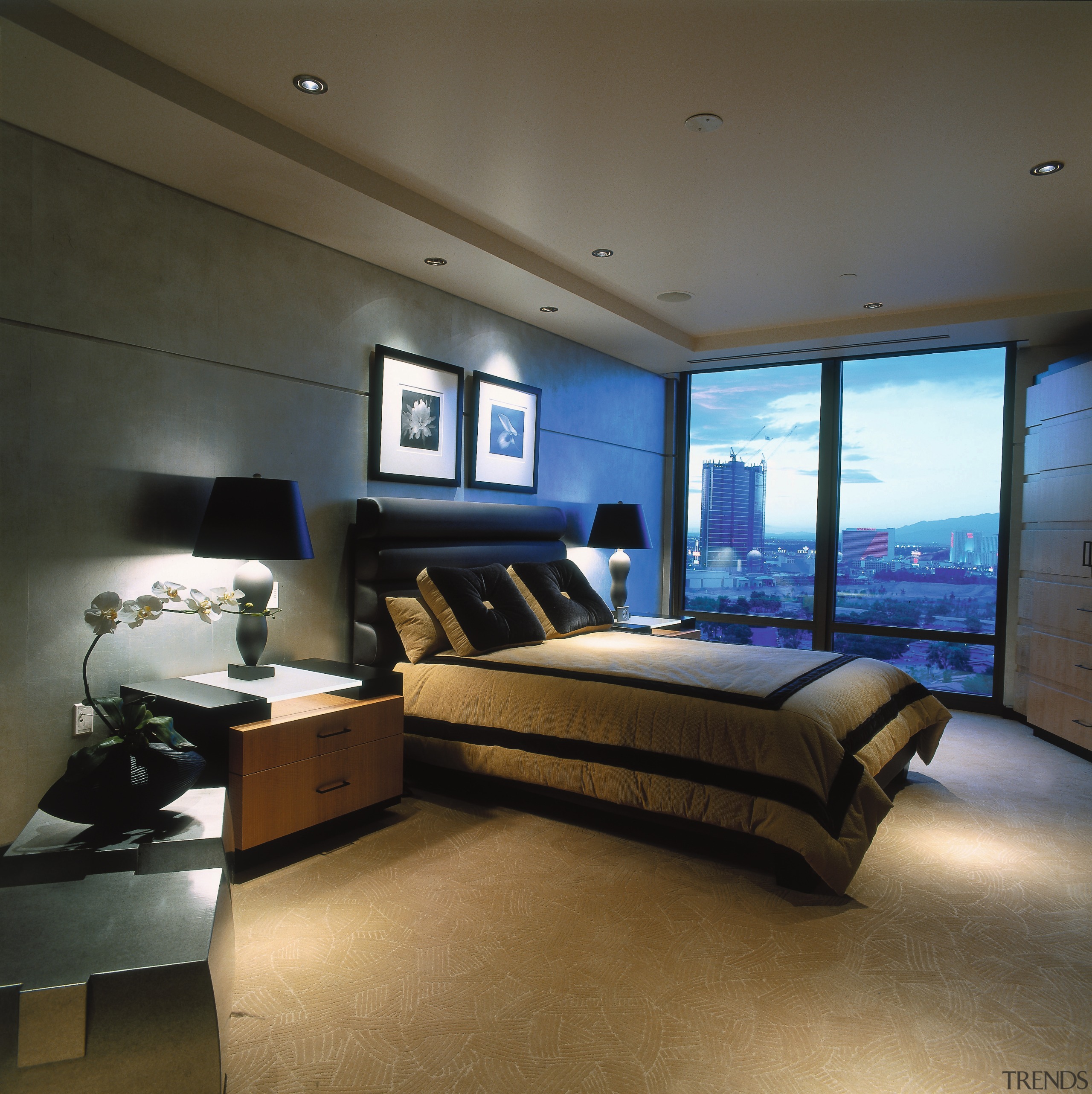 View of this bedroom - View of this bed frame, bedroom, ceiling, floor, interior design, room, brown