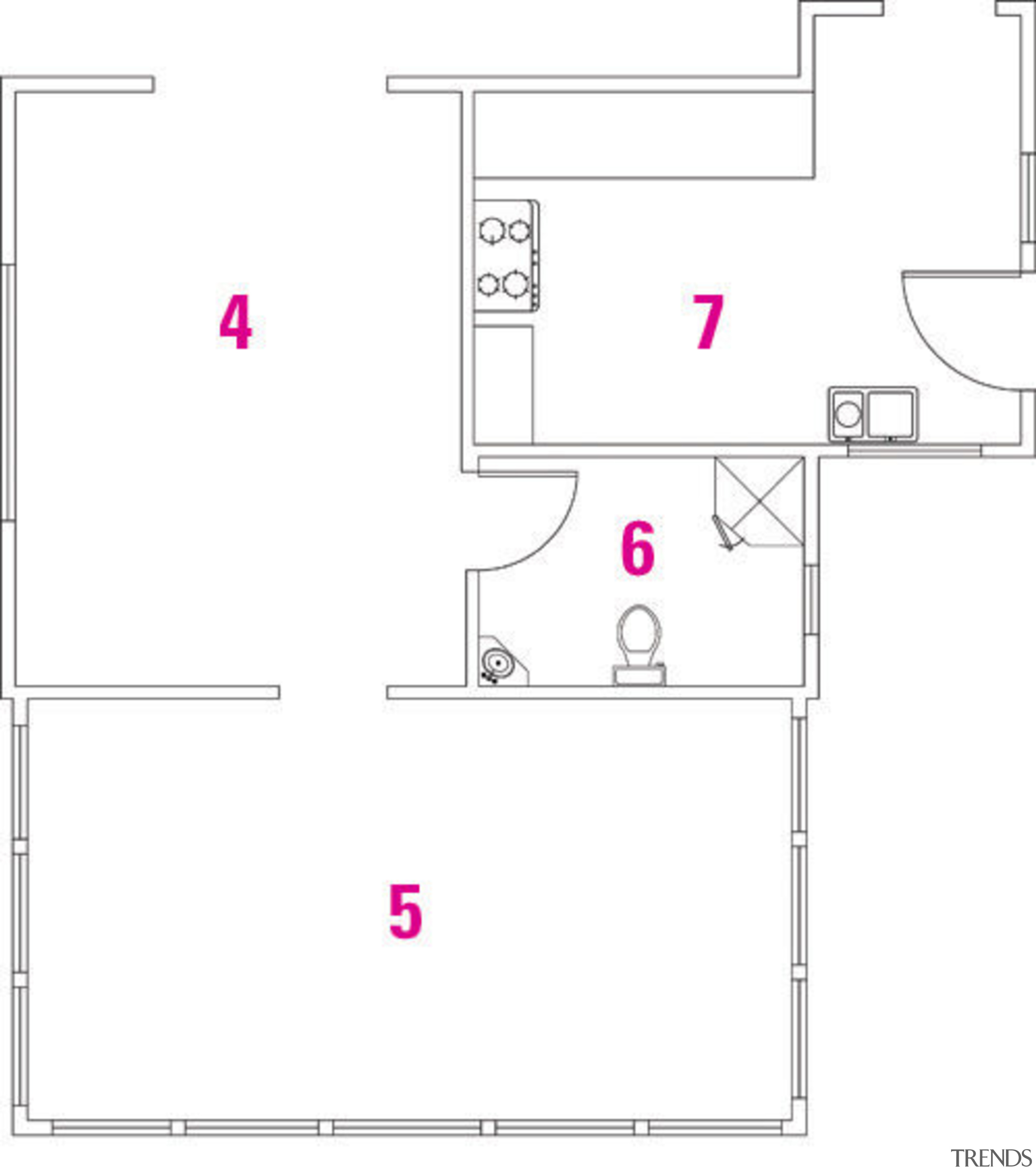 A view of the plan of the bathroom angle, area, design, diagram, drawing, font, line, product design, text, white