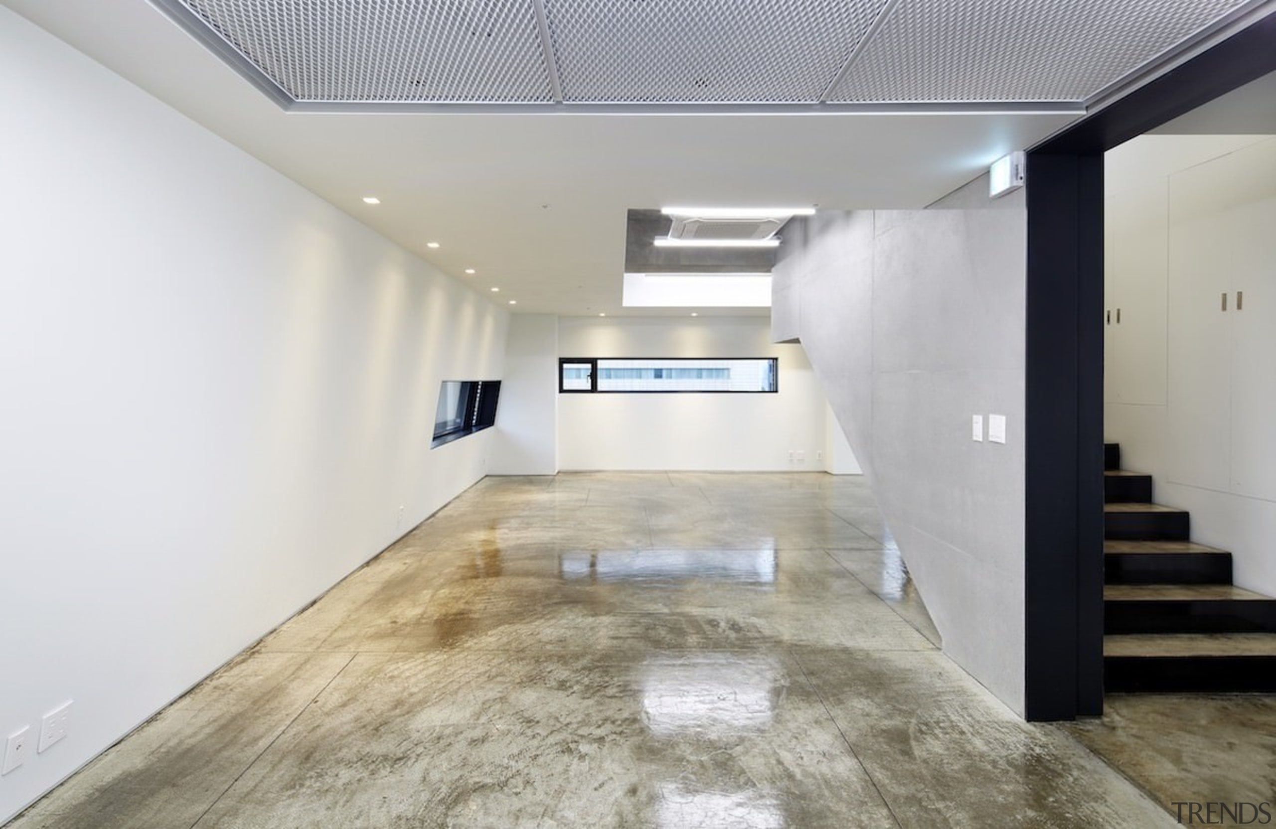 The 925 Building - The 925 Building - ceiling, daylighting, floor, flooring, interior design, lobby, property, real estate, wood flooring, gray, white