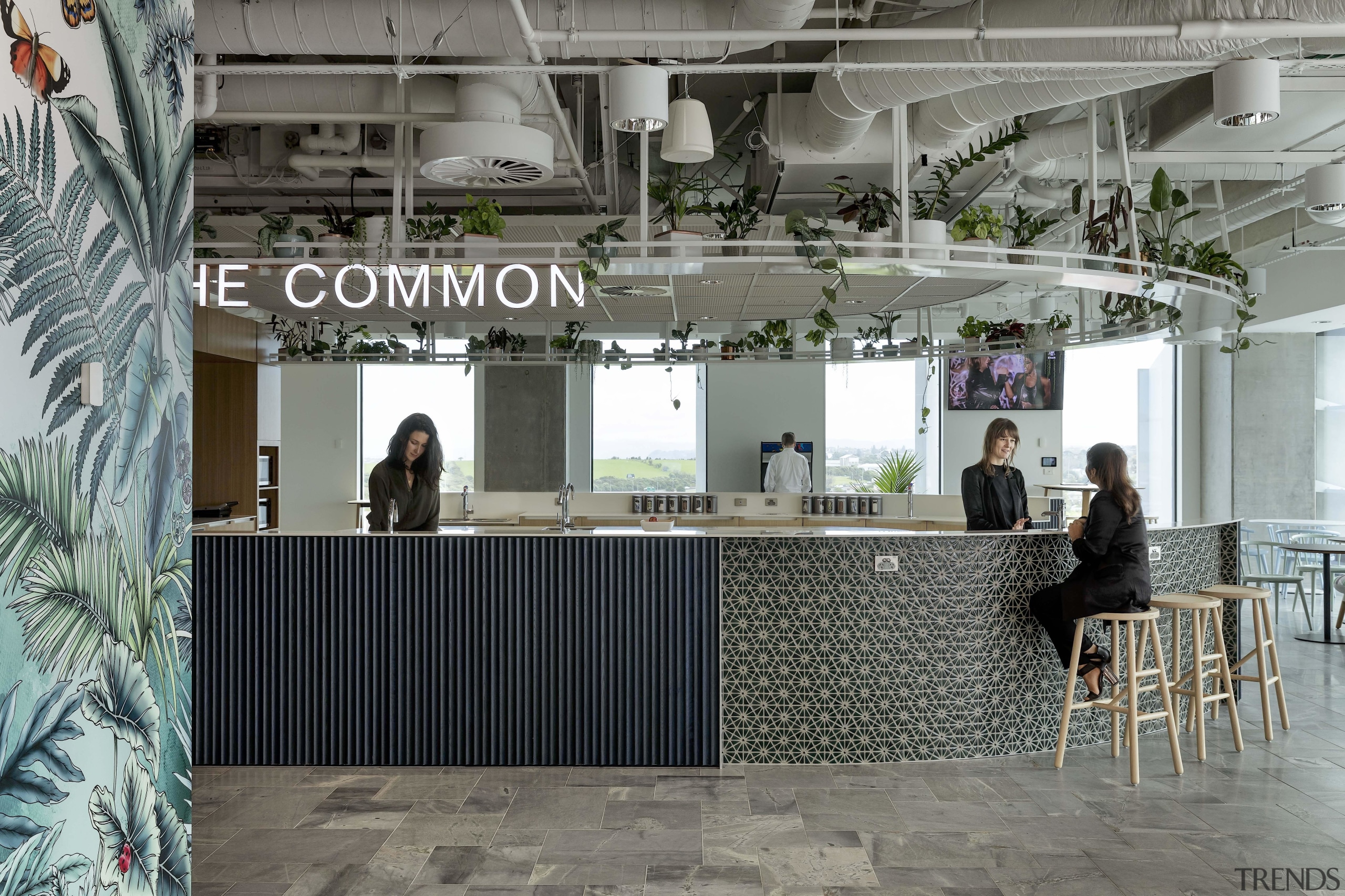 “The Common” is a large, central social hub gray