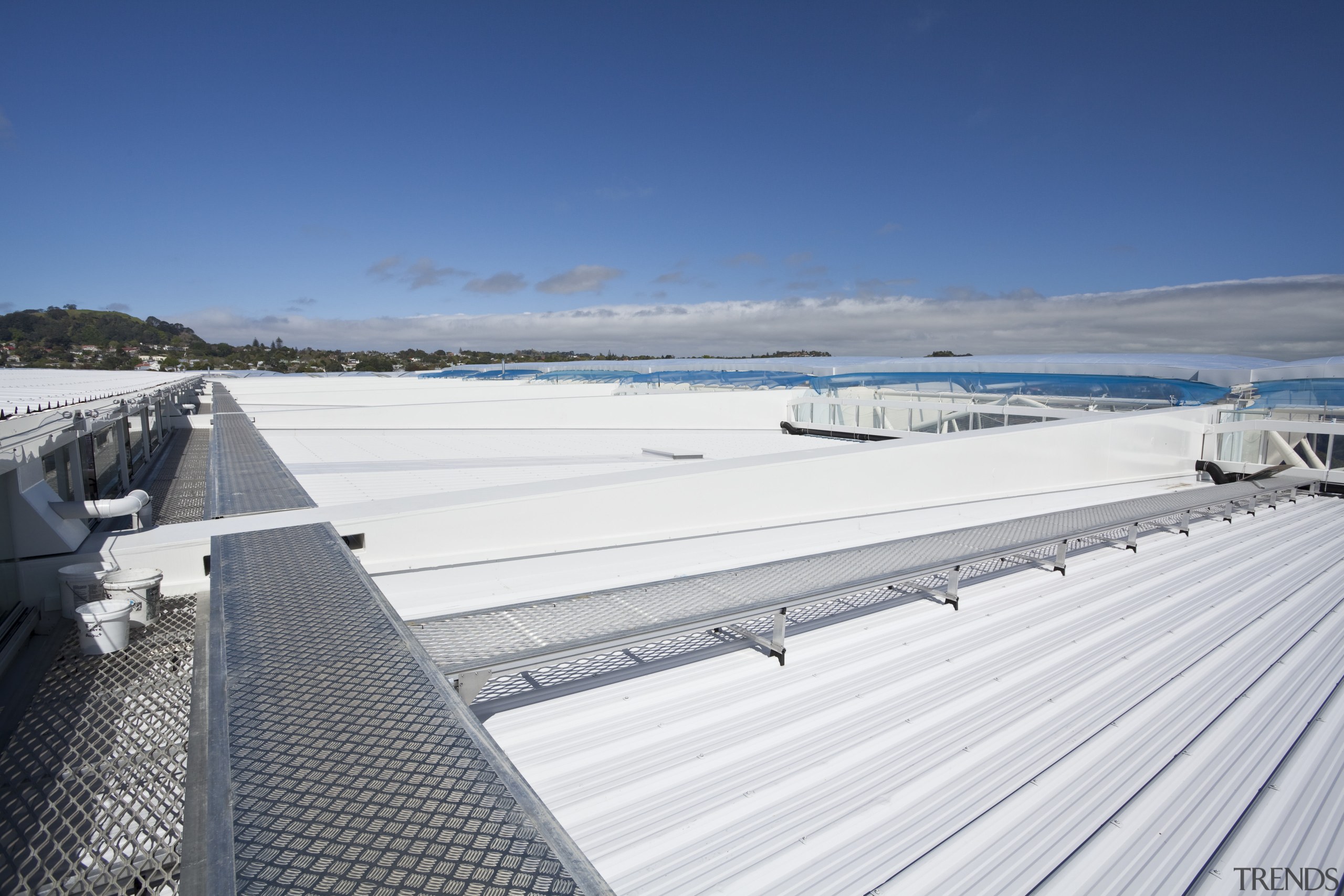 View of the roof of the south stand cloud, roof, sea, sky, water, white