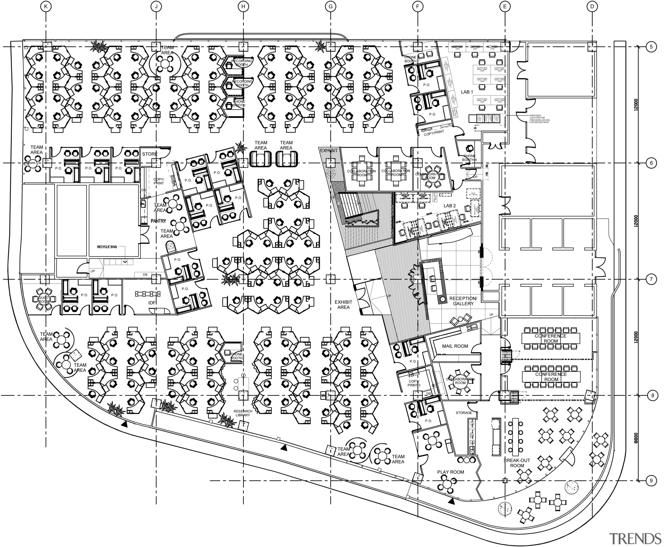 Floorplan of the Solaris building with AutoDesk fit-out, area, artwork, black and white, design, diagram, drawing, floor plan, line, line art, plan, residential area, technical drawing, text, white