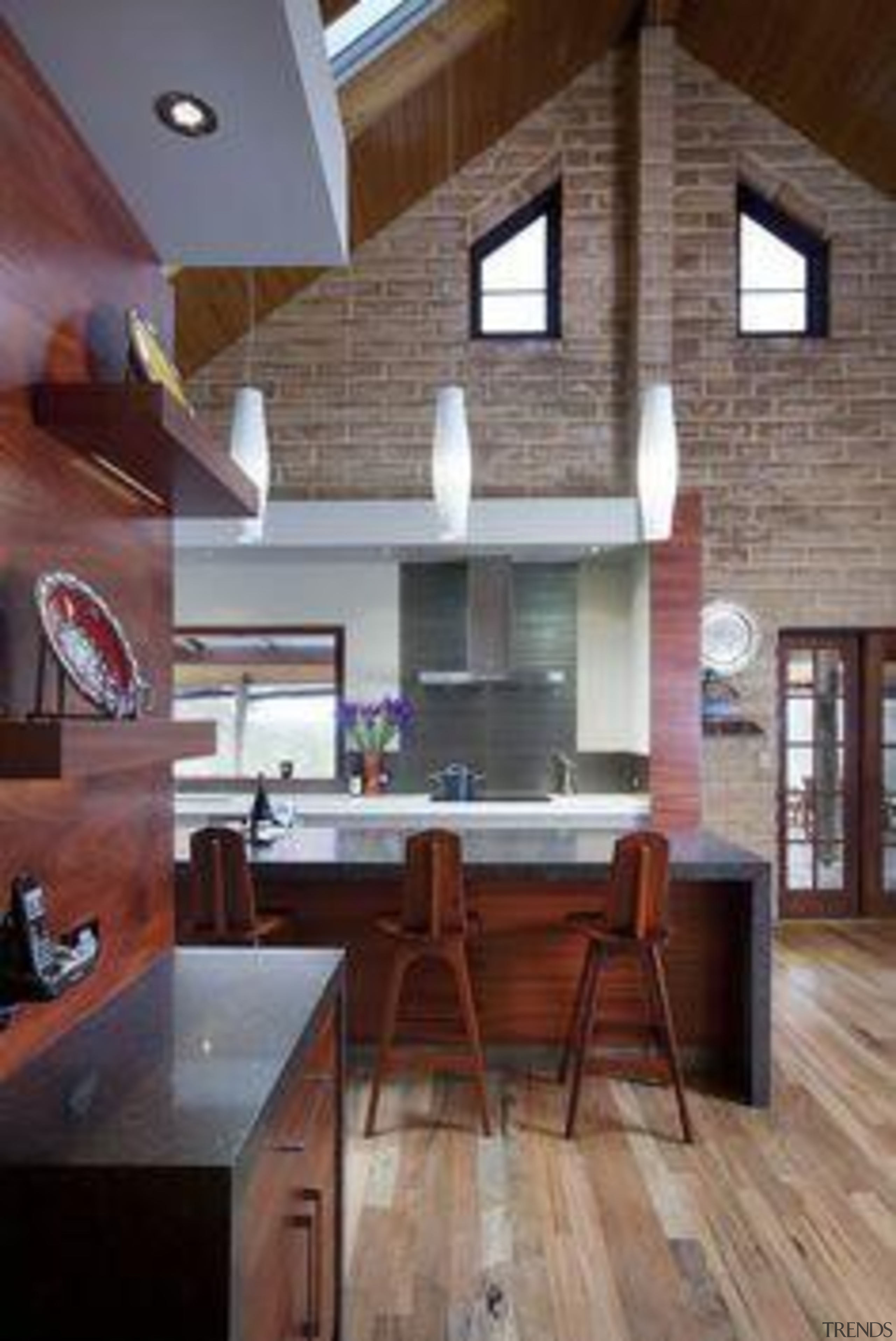 Alternative Kitchen Company Cocoa Fudge - Cocoa Fudge™ ceiling, daylighting, floor, flooring, hardwood, house, interior design, kitchen, living room, loft, room, wood, wood flooring, gray