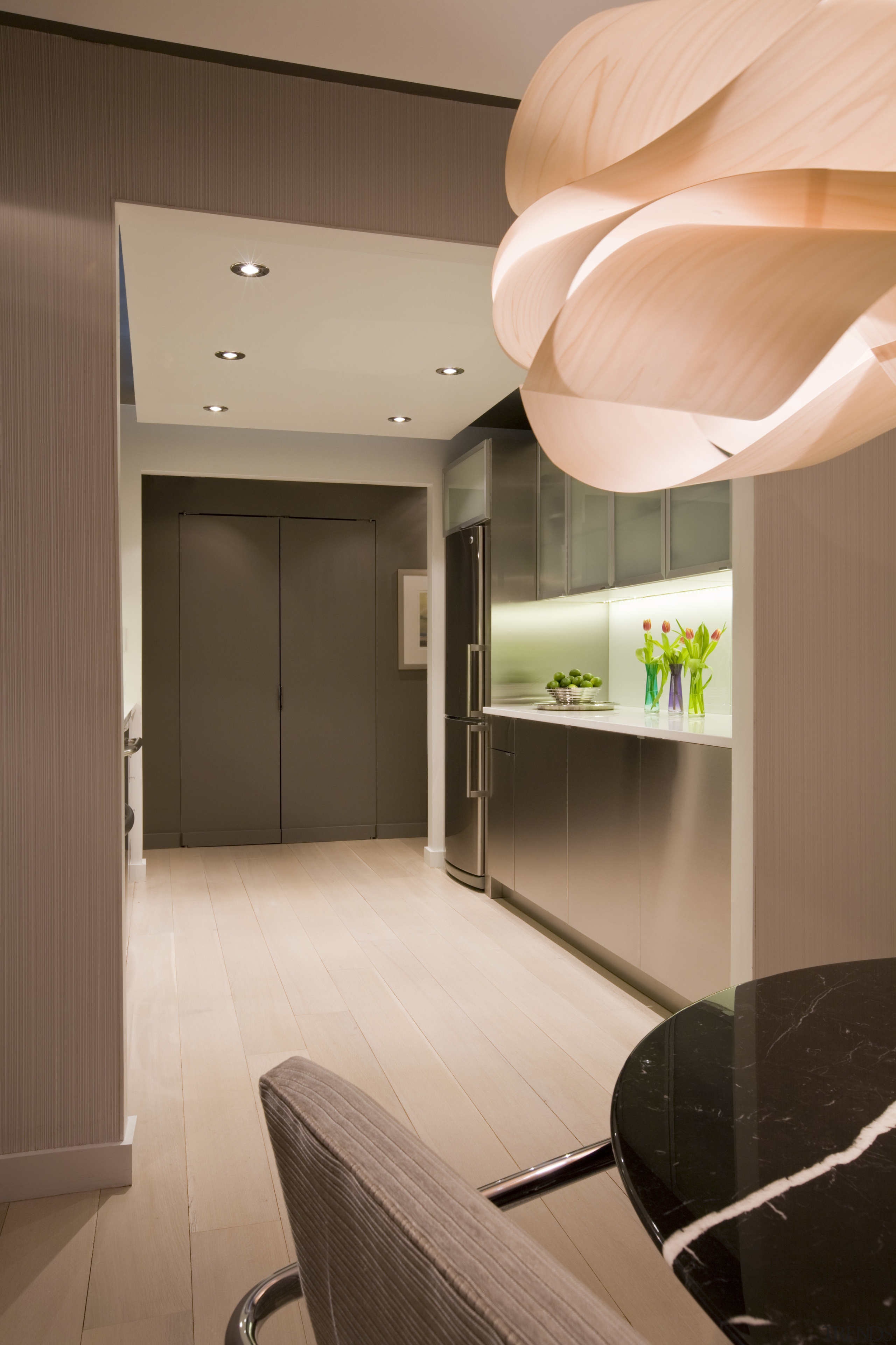 This home was remodeled by Forma Inc. A architecture, ceiling, floor, flooring, interior design, lobby, product design, brown, orange