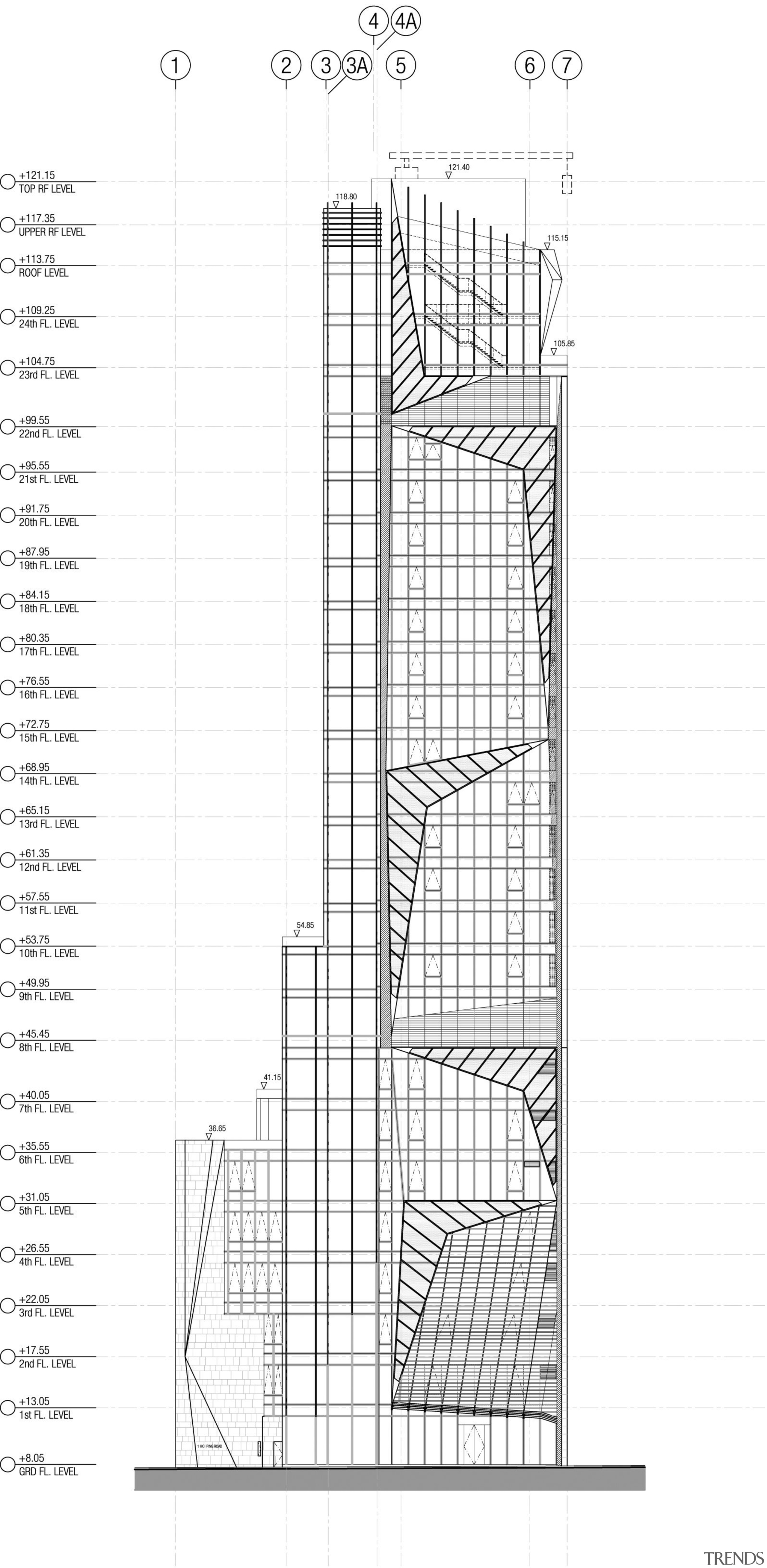 25 level retail outlet on Hong-Kong island. Theme angle, area, artwork, design, drawing, line, product, product design, structure, technical drawing, white