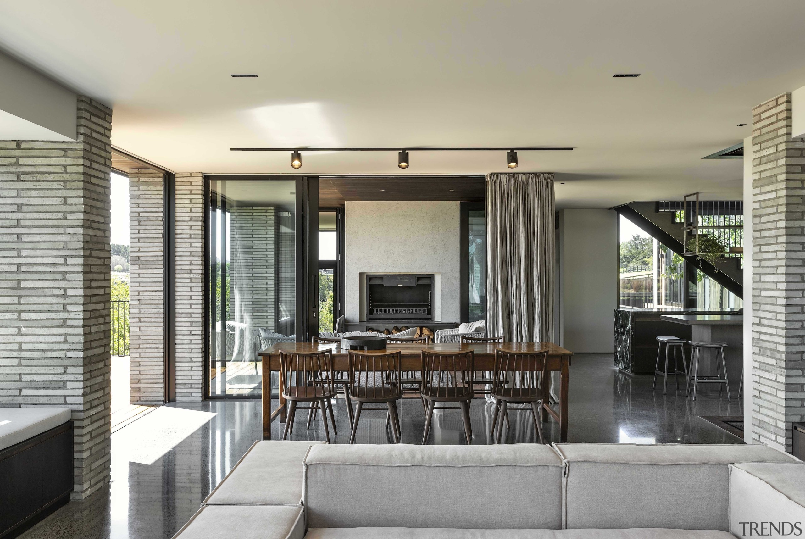 The living and dining area with al fresco 