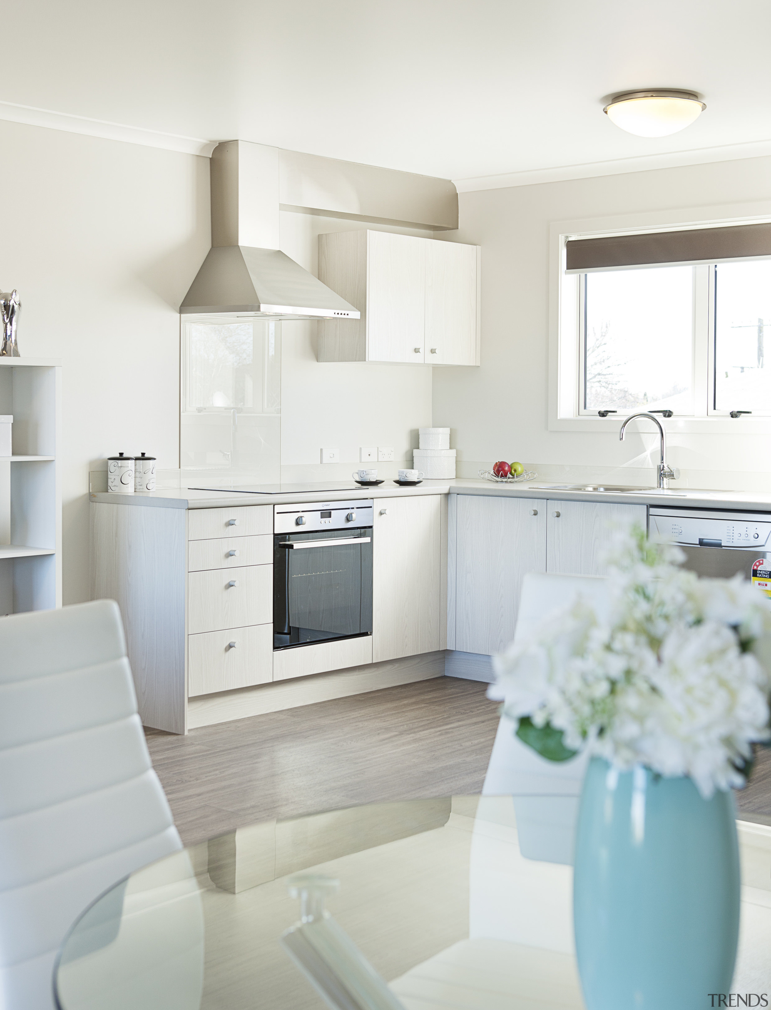 Touch of class  Yellowfox fitout of Cameron countertop, floor, home, interior design, kitchen, living room, room, white, gray