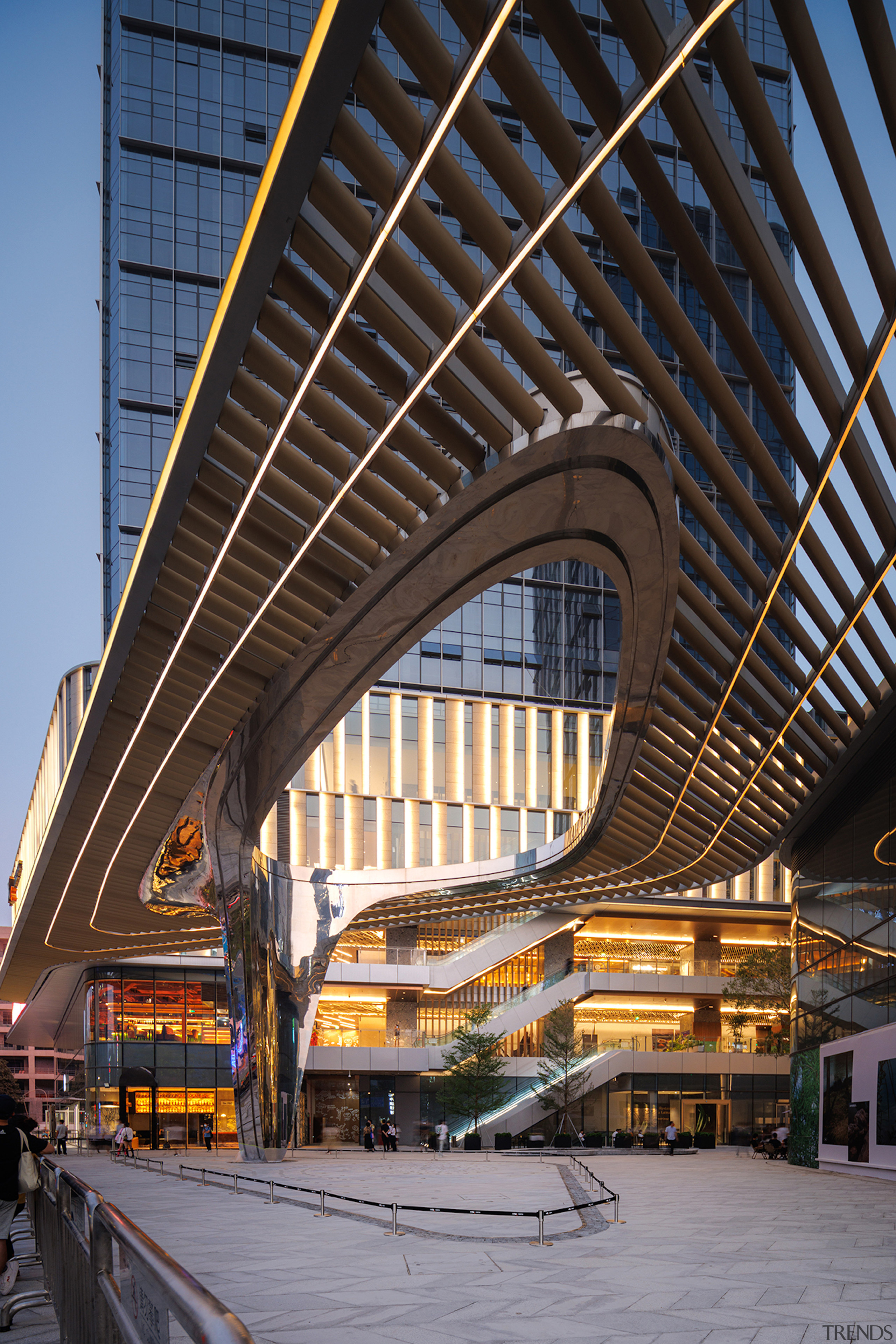 The stainless steel canopy is more a sculptural 